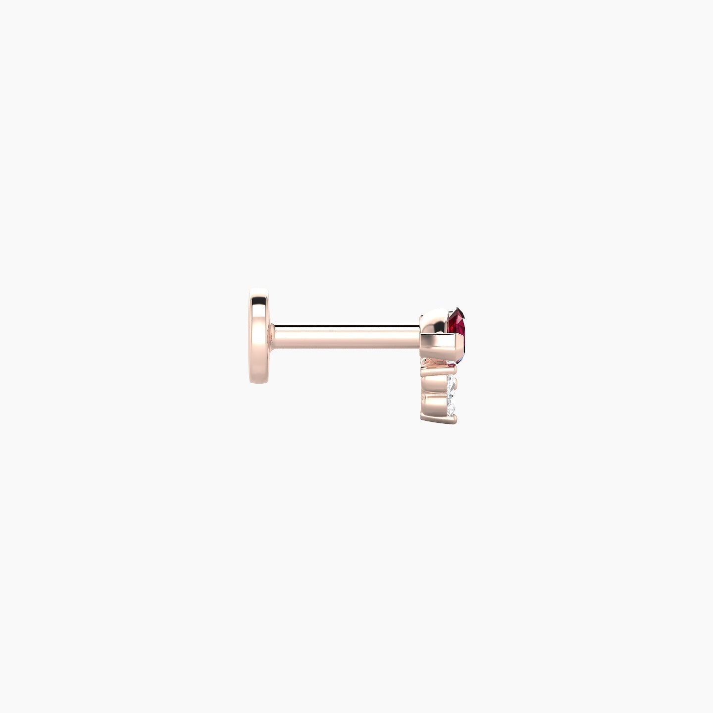 Oya | 18k Rose Gold 5 mm 5 mm Ruby & Diamond Nostril Piercing