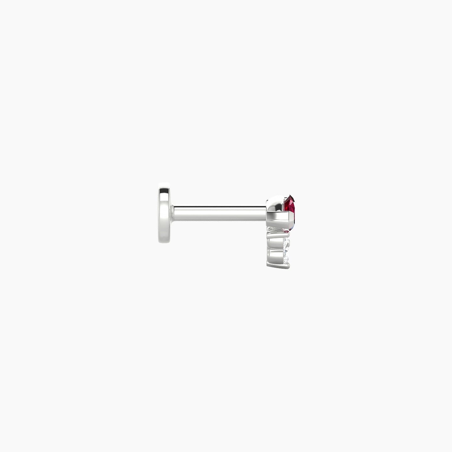 Oya | 18k White Gold 5 mm 5 mm Ruby & Diamond Nostril Piercing