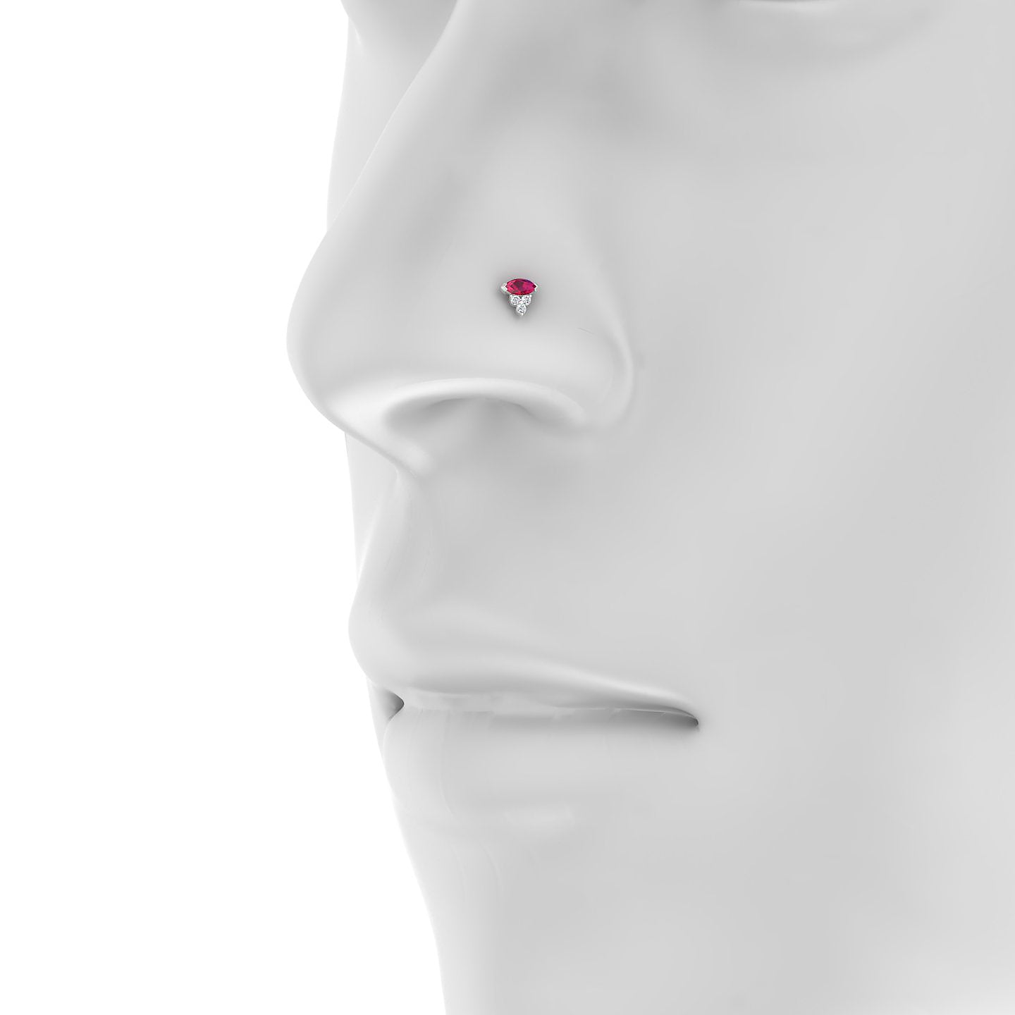 Oya | 18k White Gold 5 mm 5 mm Ruby & Diamond Nostril Piercing