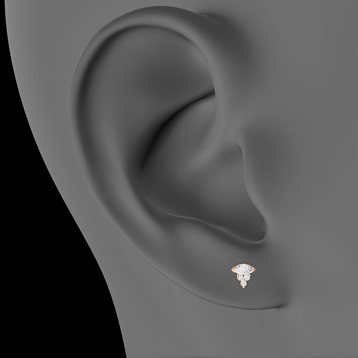 Oya | 18k Rose Gold 5 mm 5 mm Diamond Piercing