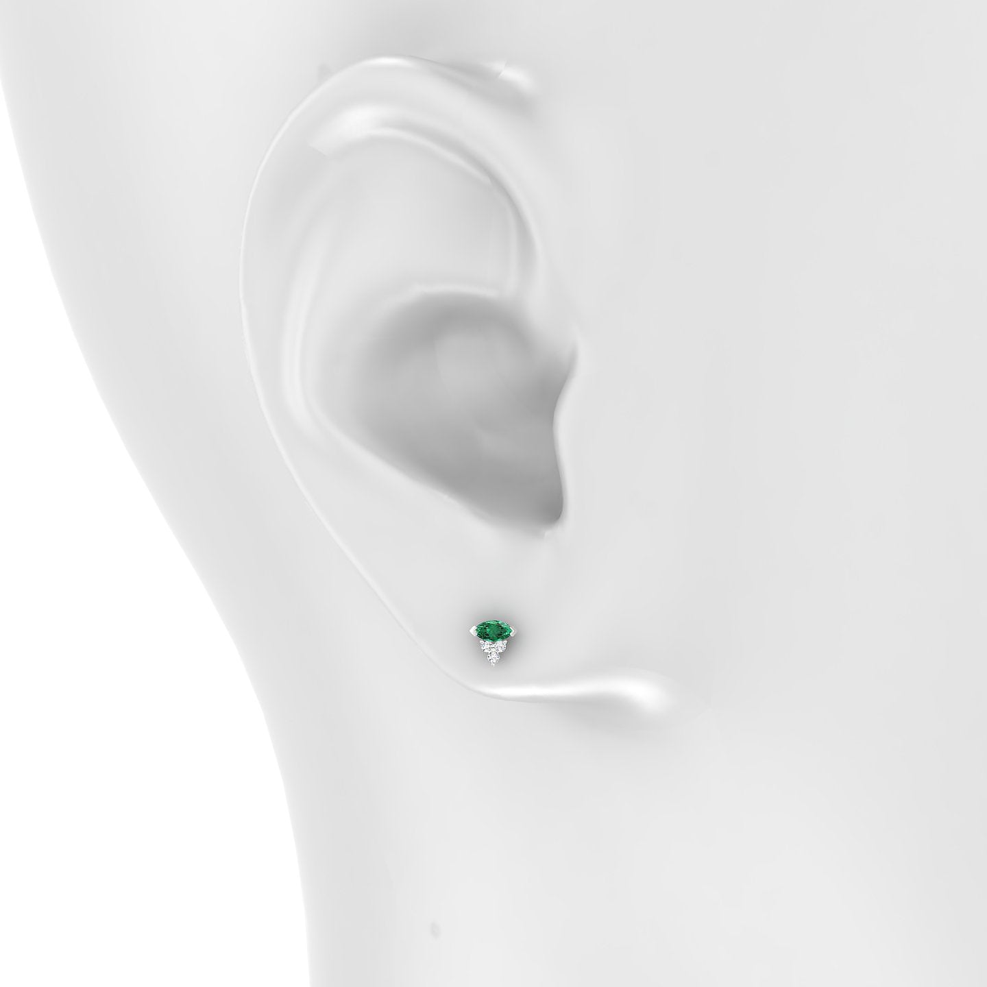 Oya | 18k White Gold 5 mm 5 mm Emerald & Diamond Piercing