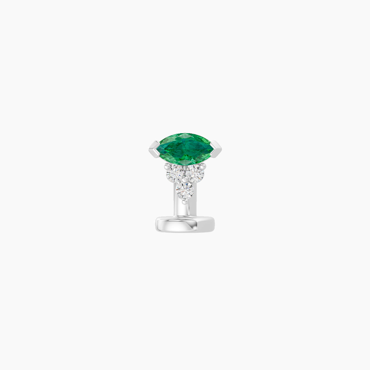 Oya | 18k White Gold 6 mm 5 mm Emerald & Diamond Floating Navel Piercing