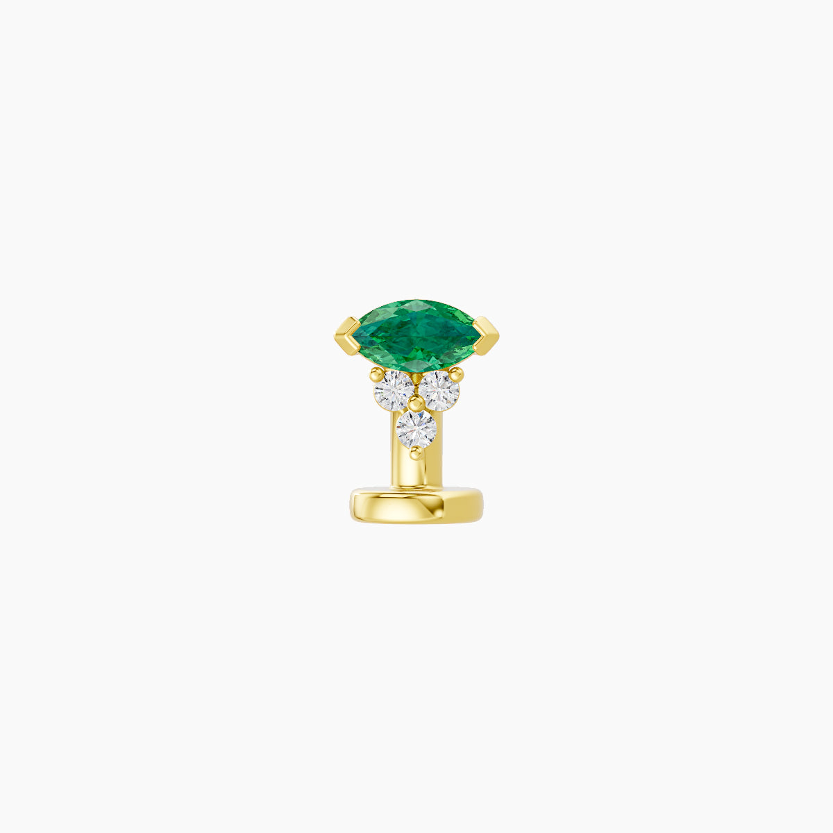 Oya | 18k Yellow Gold 6 mm 5 mm Emerald & Diamond Floating Navel Piercing