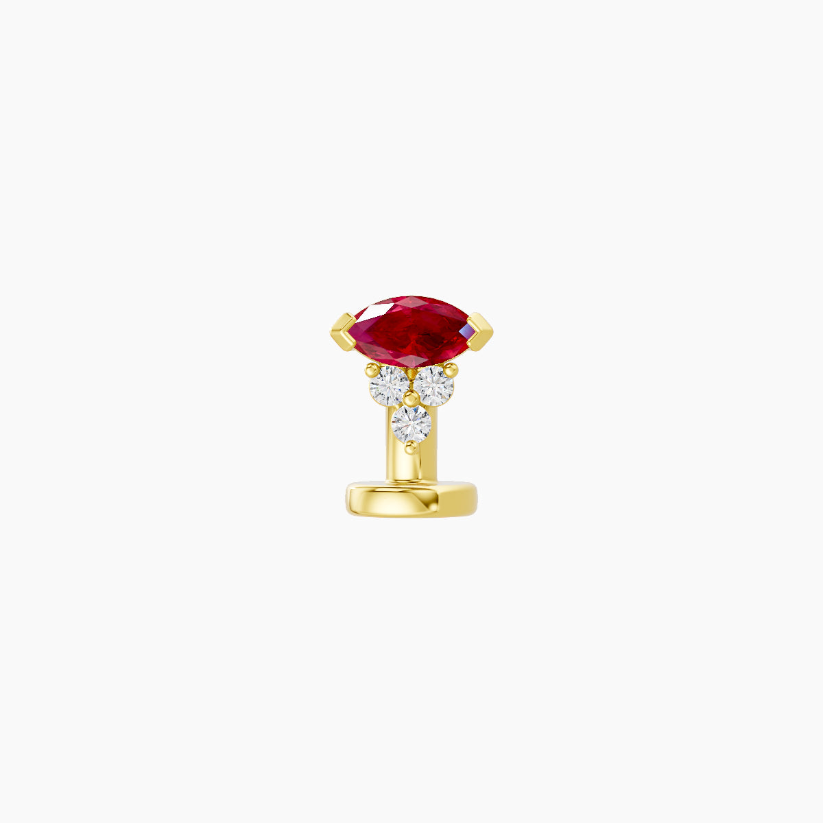 Oya | 18k Yellow Gold 6 mm 5 mm Ruby & Diamond Floating Navel Piercing