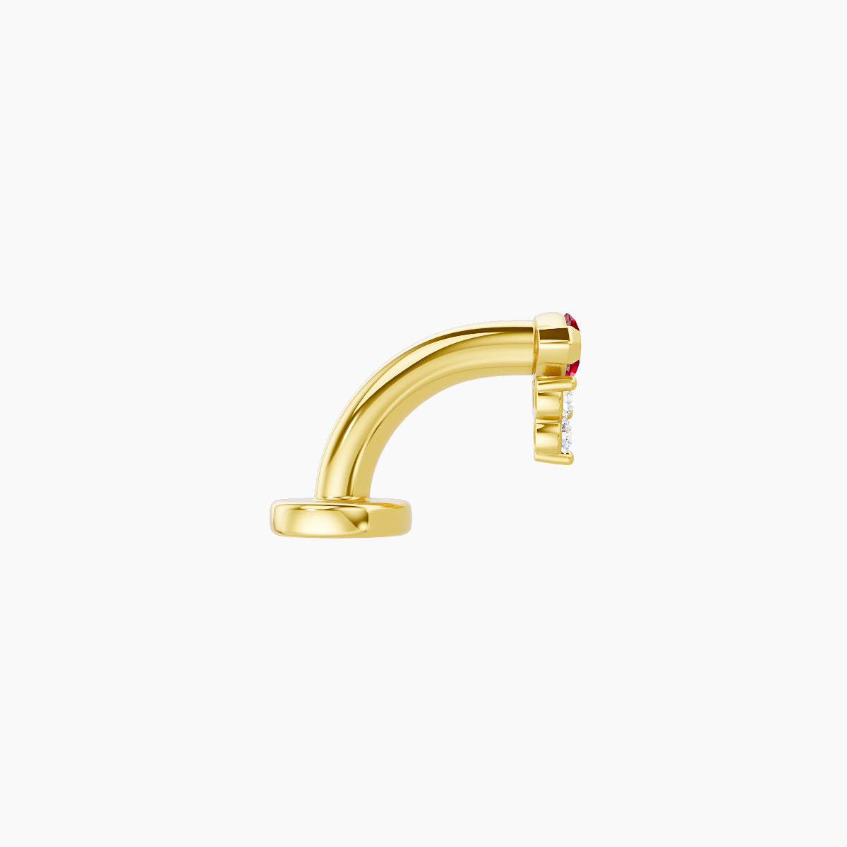 Oya | 18k Yellow Gold 6 mm 5 mm Ruby & Diamond Floating Navel Piercing