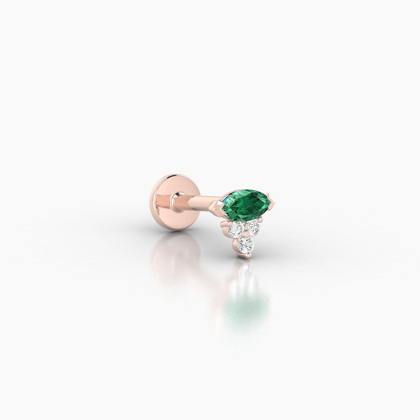 Oya | 18k Rose Gold 6.5 mm 5 mm Emerald & Diamond Nostril Piercing