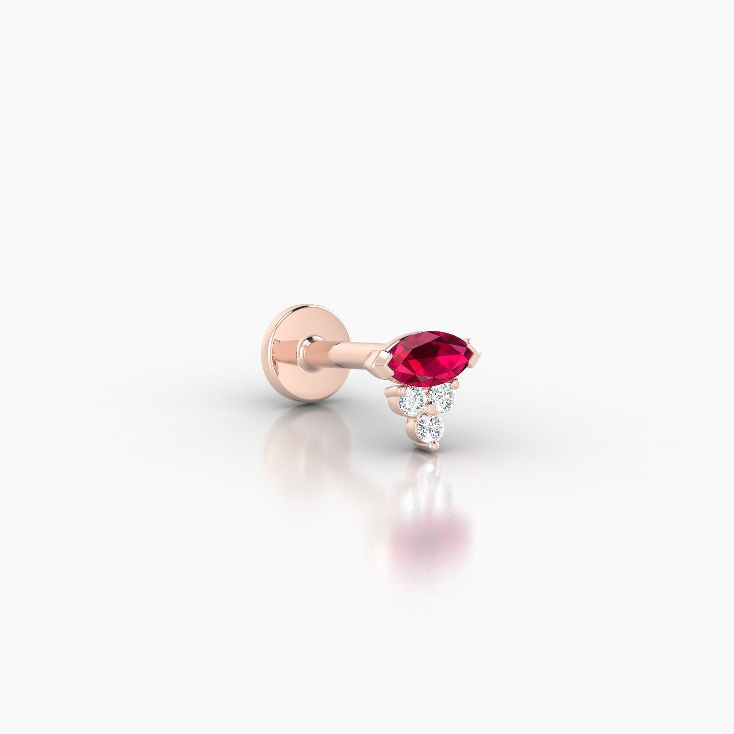 Oya | 18k Rose Gold 6.5 mm 5 mm Ruby & Diamond Nostril Piercing