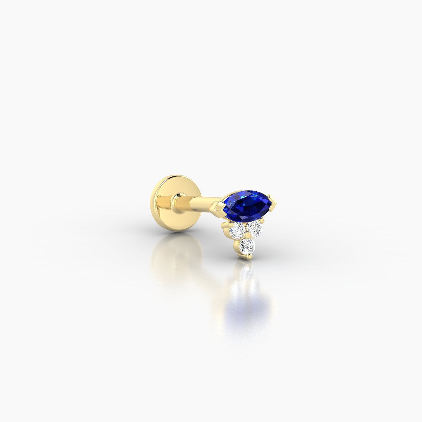 Oya | 18k Yellow Gold 6.5 mm 5 mm Sapphire & Diamond Nostril Piercing