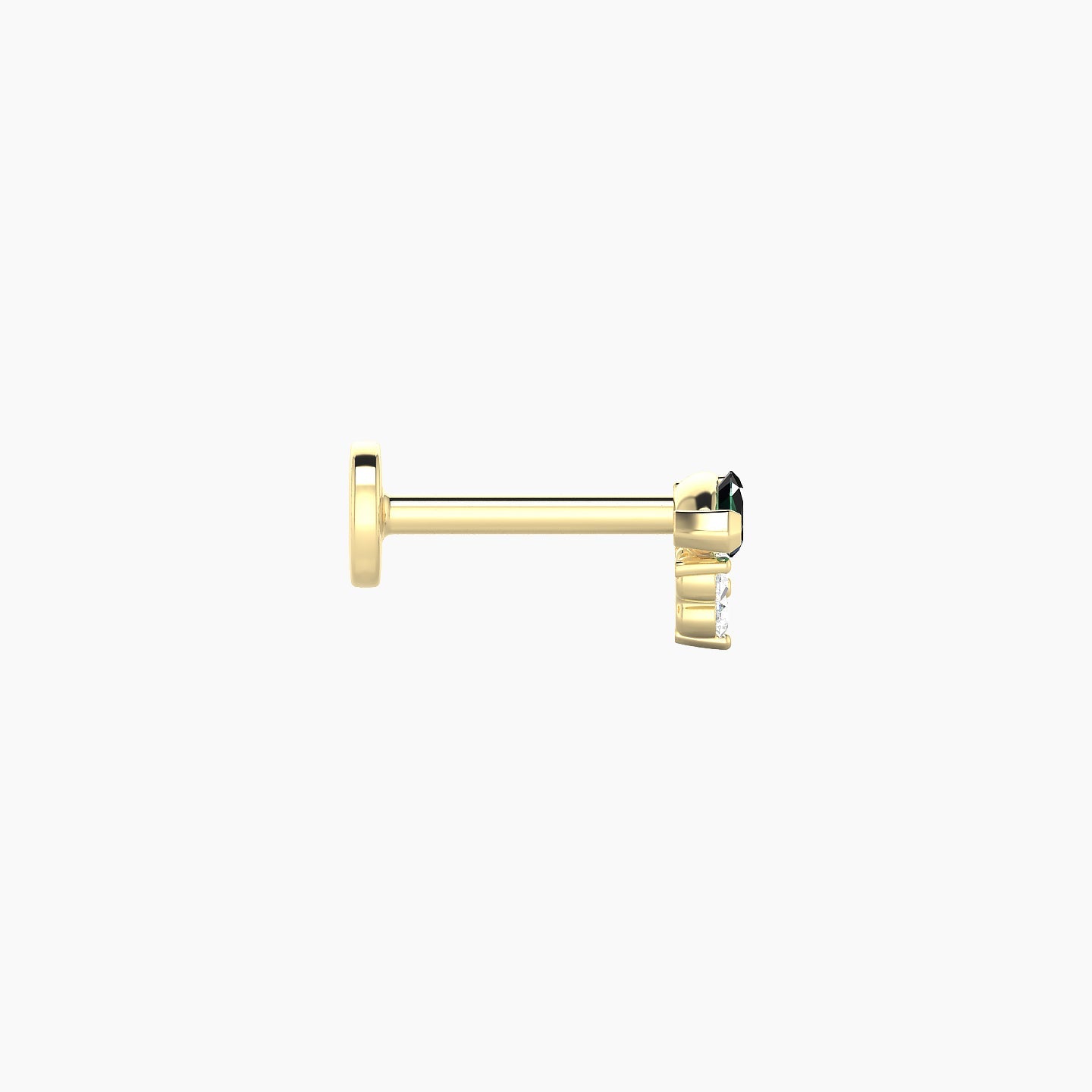 Oya | 18k Yellow Gold 6.5 mm 5 mm Emerald & Diamond Nostril Piercing