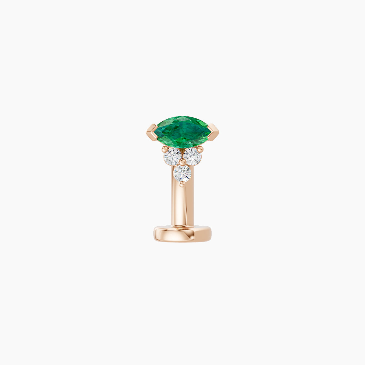 Oya | 18k Rose Gold 8 mm 5 mm Emerald & Diamond Floating Navel Piercing