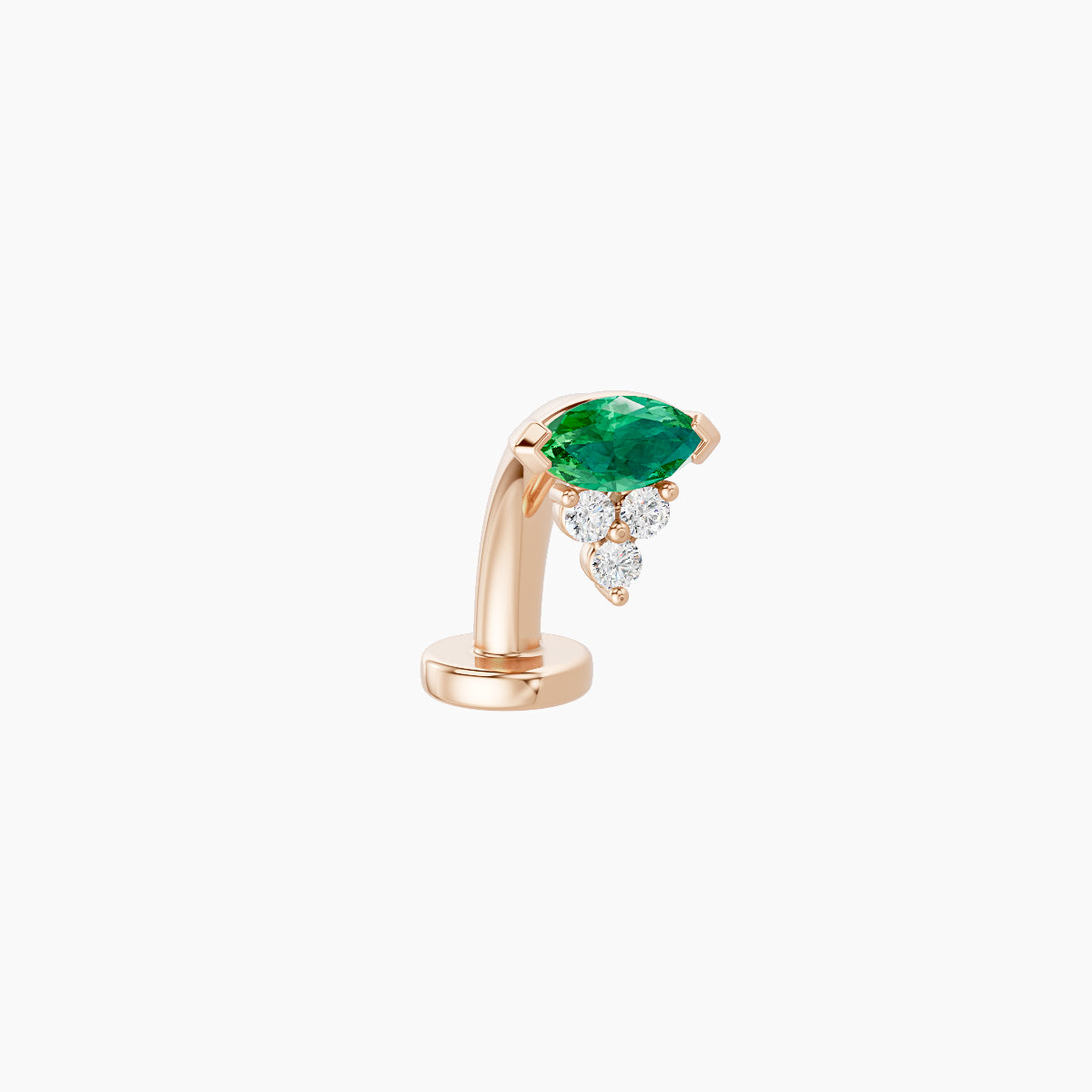 Oya | 18k Rose Gold 8 mm 5 mm Emerald & Diamond Floating Navel Piercing