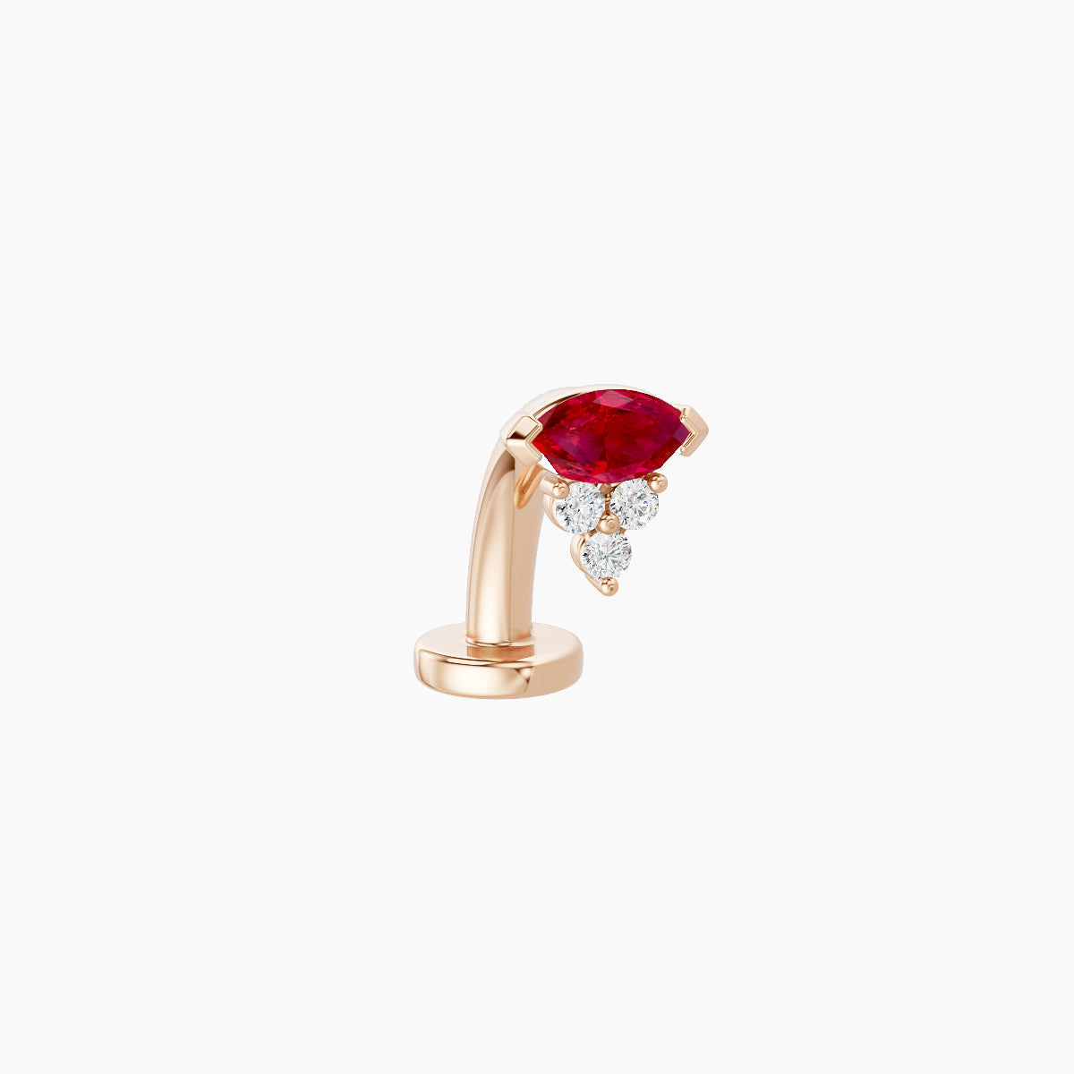 Oya | 18k Rose Gold 8 mm 5 mm Ruby & Diamond Floating Navel Piercing