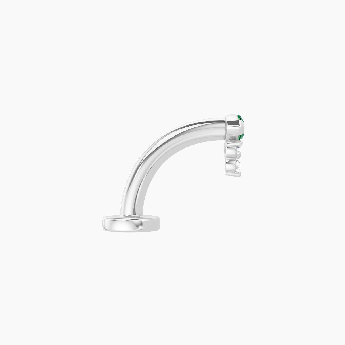 Oya | 18k White Gold 8 mm 5 mm Emerald & Diamond Floating Navel Piercing
