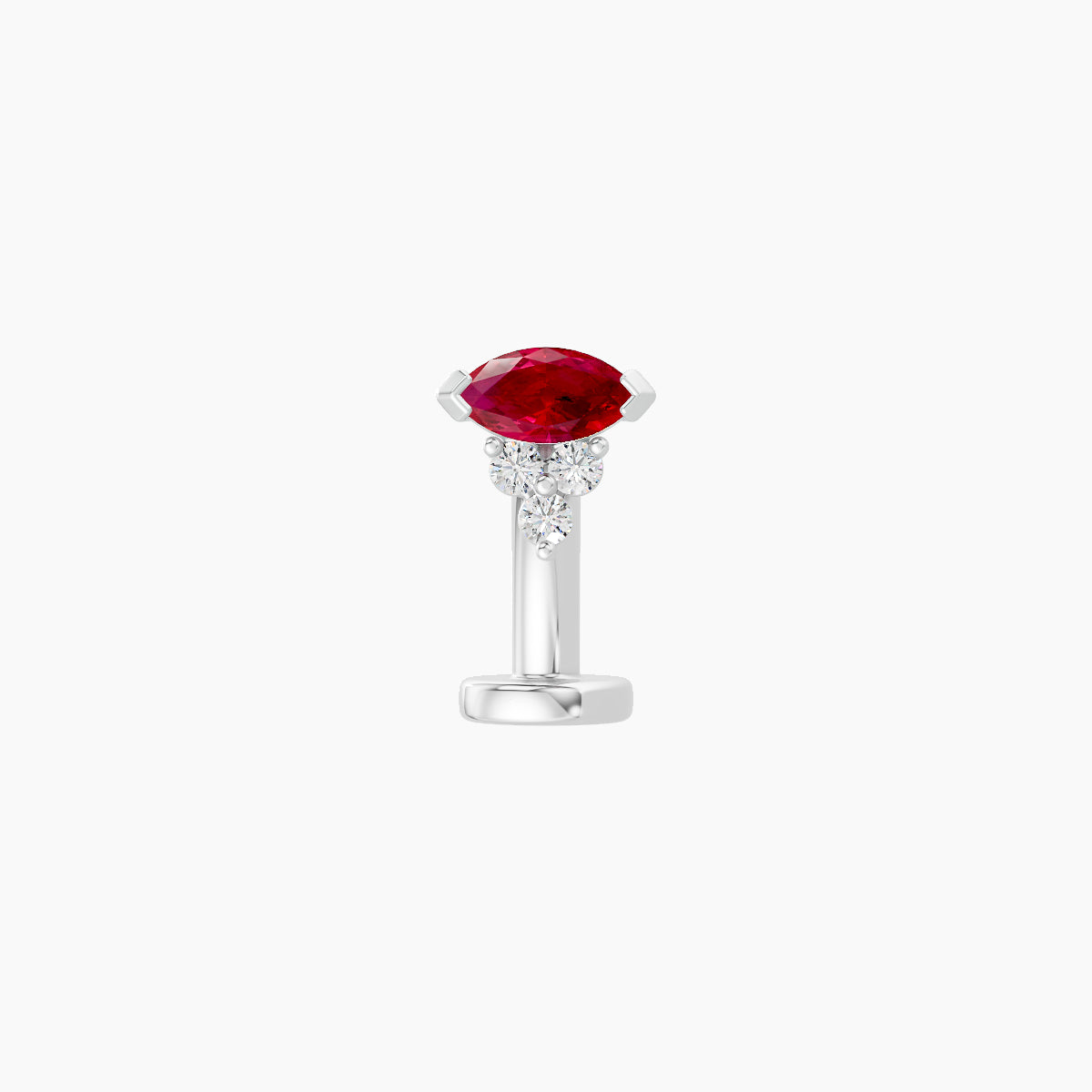 Oya | 18k White Gold 8 mm 5 mm Ruby & Diamond Floating Navel Piercing