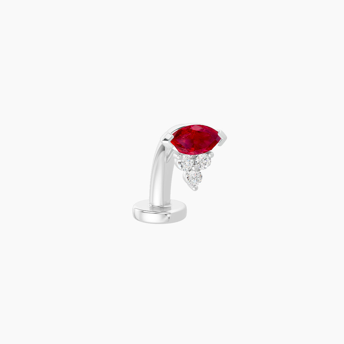 Oya | 18k White Gold 8 mm 5 mm Ruby & Diamond Floating Navel Piercing