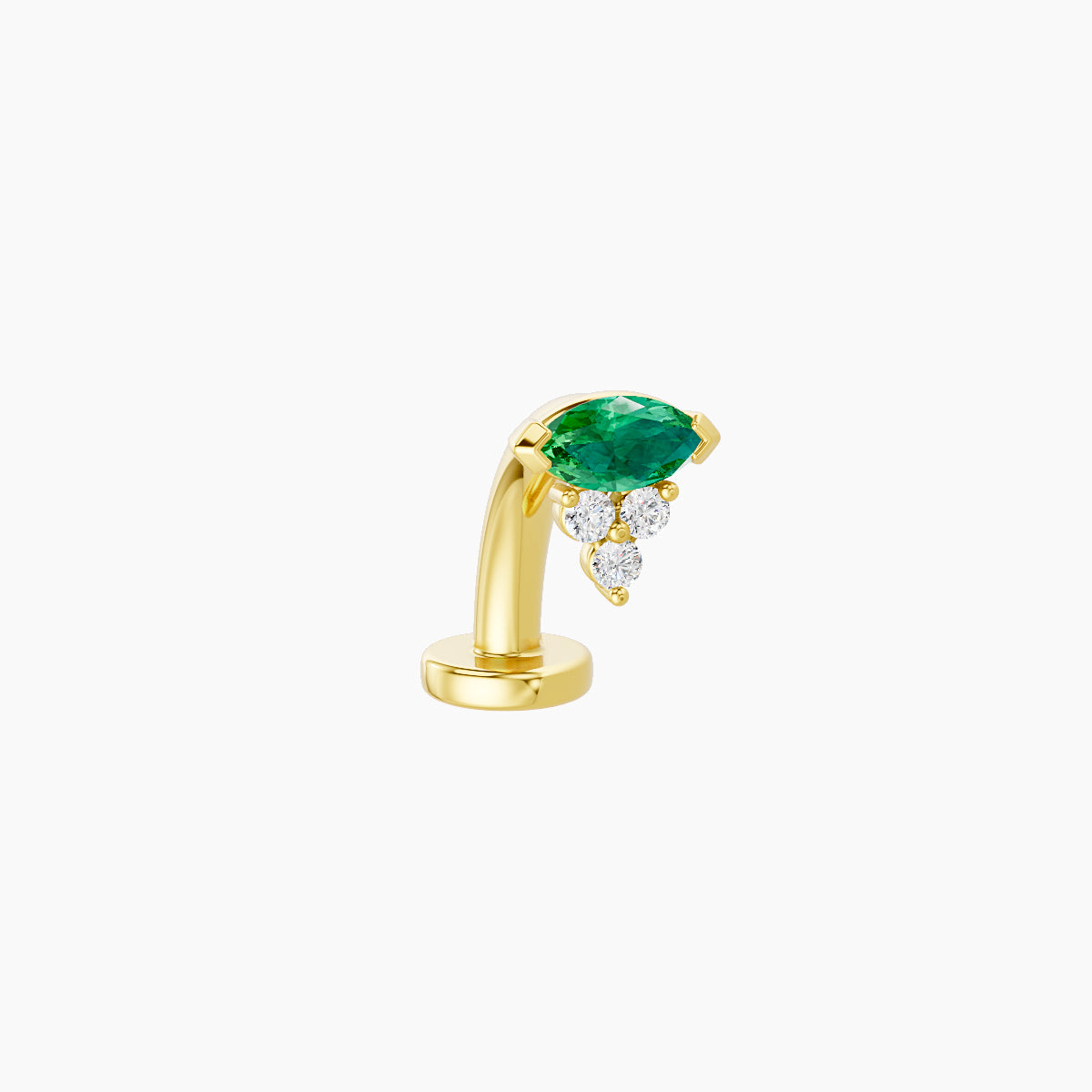 Oya | 18k Yellow Gold 8 mm 5 mm Emerald & Diamond Floating Navel Piercing