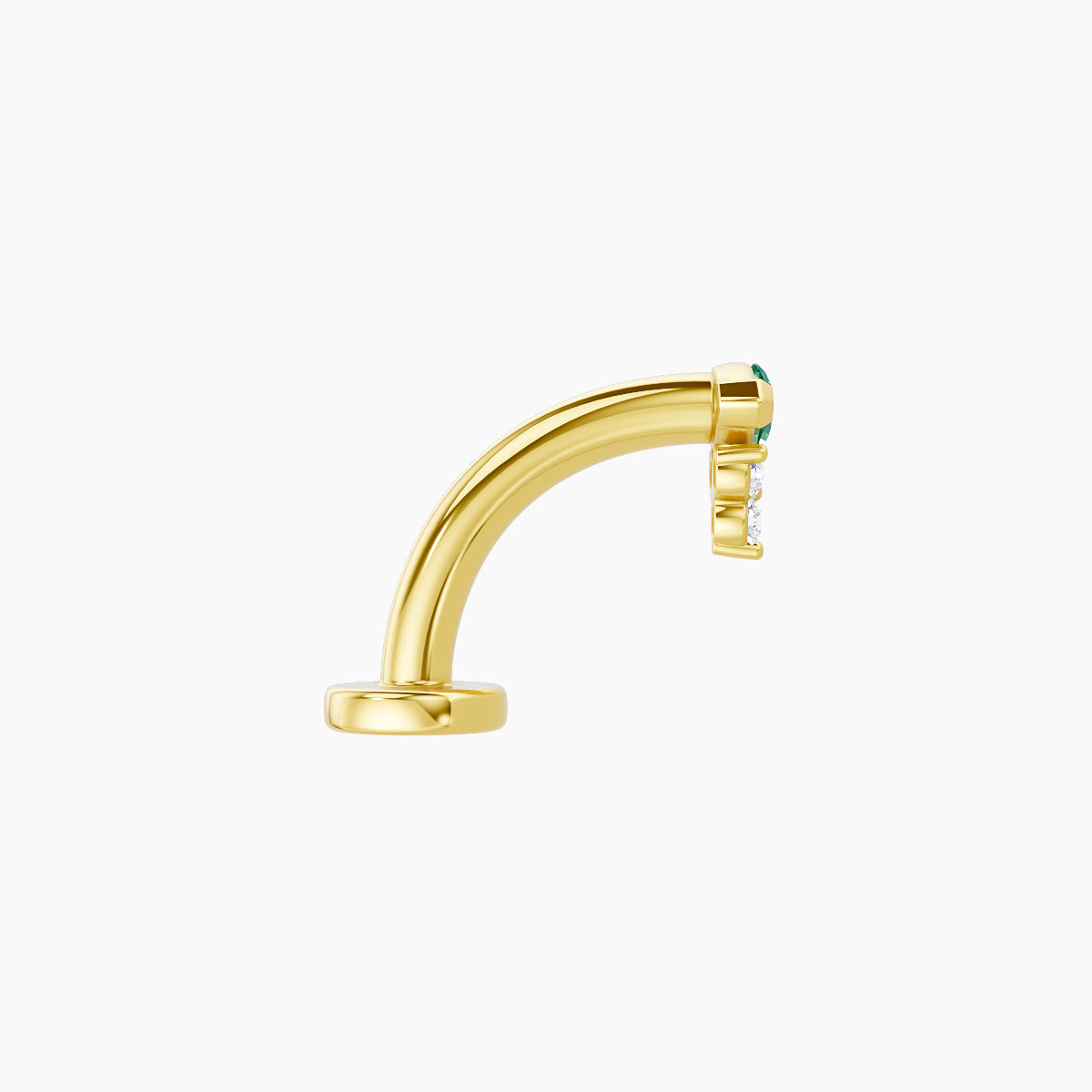 Oya | 18k Yellow Gold 8 mm 5 mm Emerald & Diamond Floating Navel Piercing