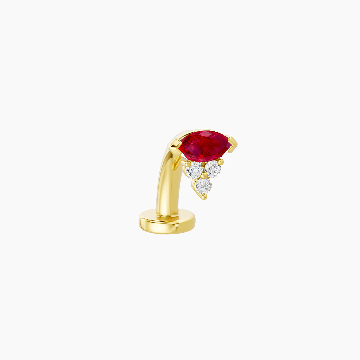 Oya | 18k Yellow Gold 8 mm 5 mm Ruby & Diamond Floating Navel Piercing