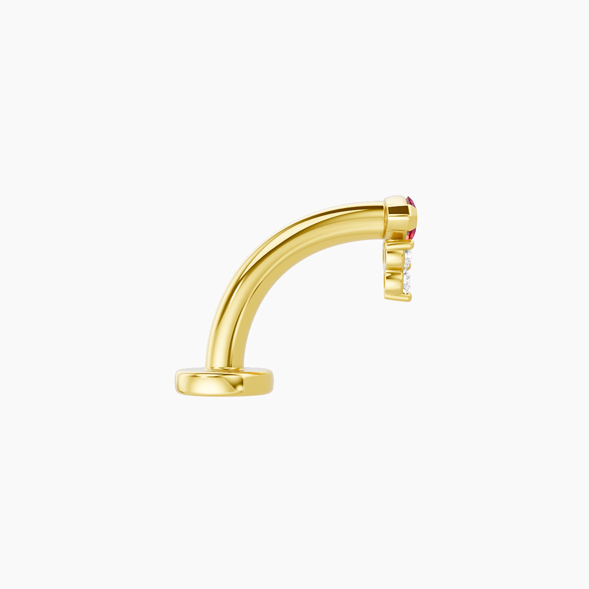 Oya | 18k Yellow Gold 8 mm 5 mm Ruby & Diamond Floating Navel Piercing