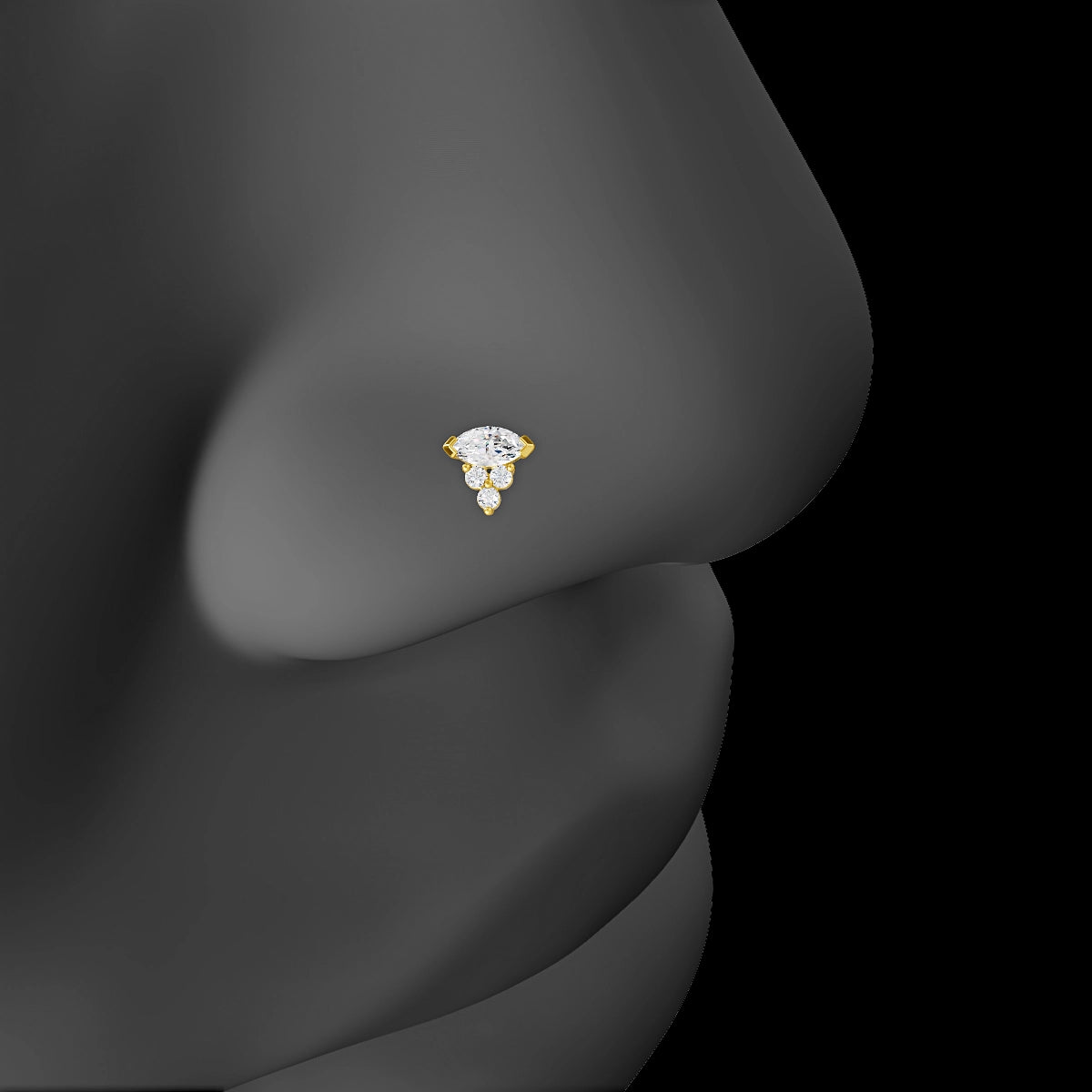 Oya | 18k Yellow Gold 5 mm 8 mm Diamond Nose Piercing