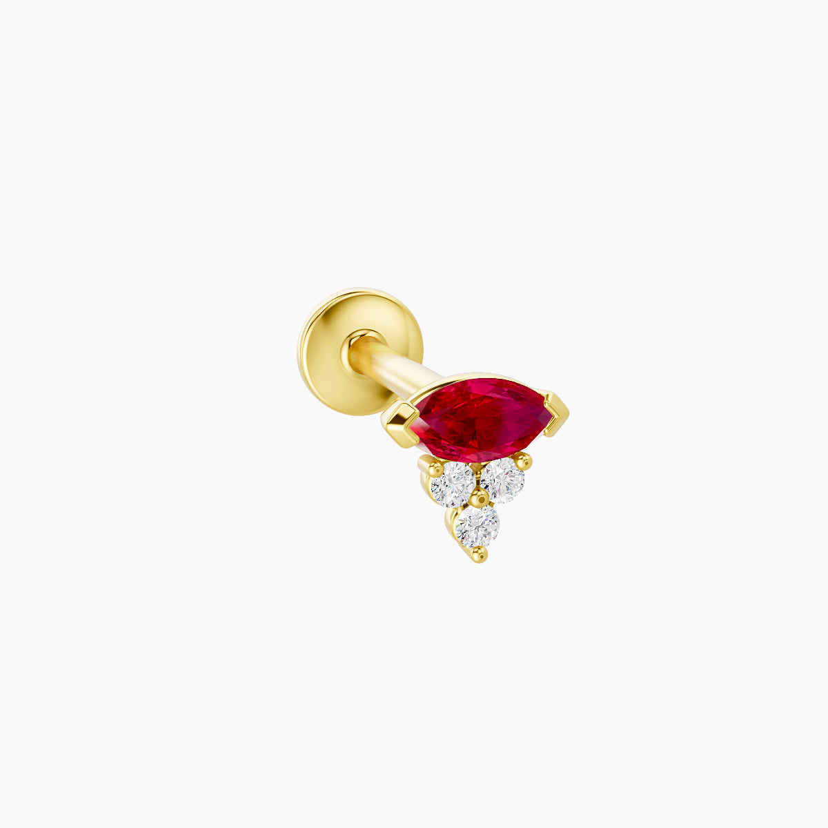 Oya | 18k Yellow Gold 8 mm 5 mm Ruby & Diamond Nose Piercing