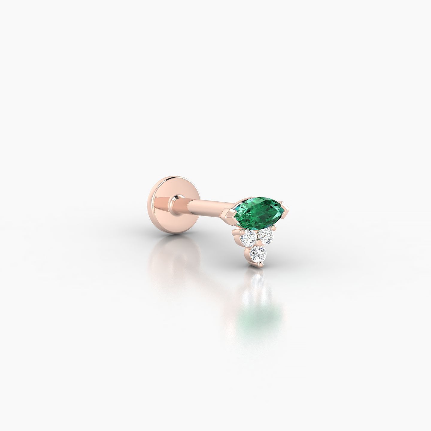 Oya | 18k Rose Gold 8 mm 5 mm Emerald & Diamond Nostril Piercing