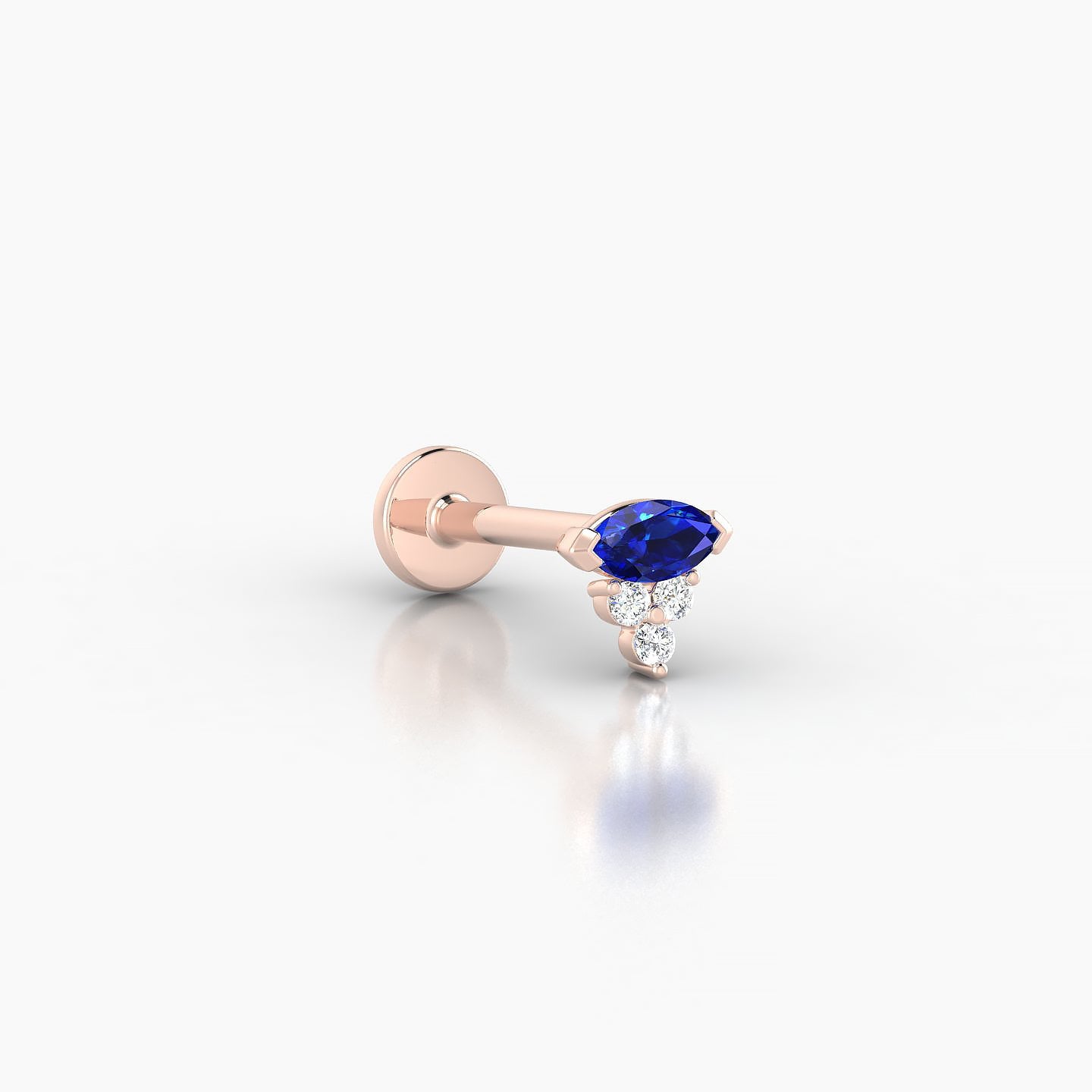 Oya | 18k Rose Gold 8 mm 5 mm Sapphire & Diamond Nostril Piercing