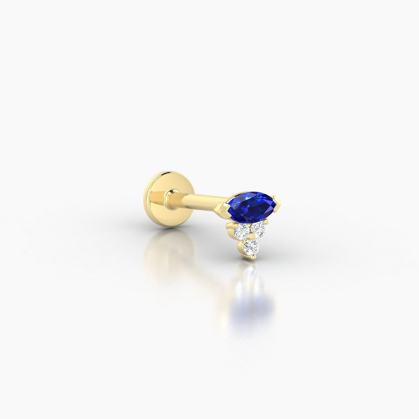 Oya | 18k Yellow Gold 8 mm 5 mm Sapphire & Diamond Nostril Piercing