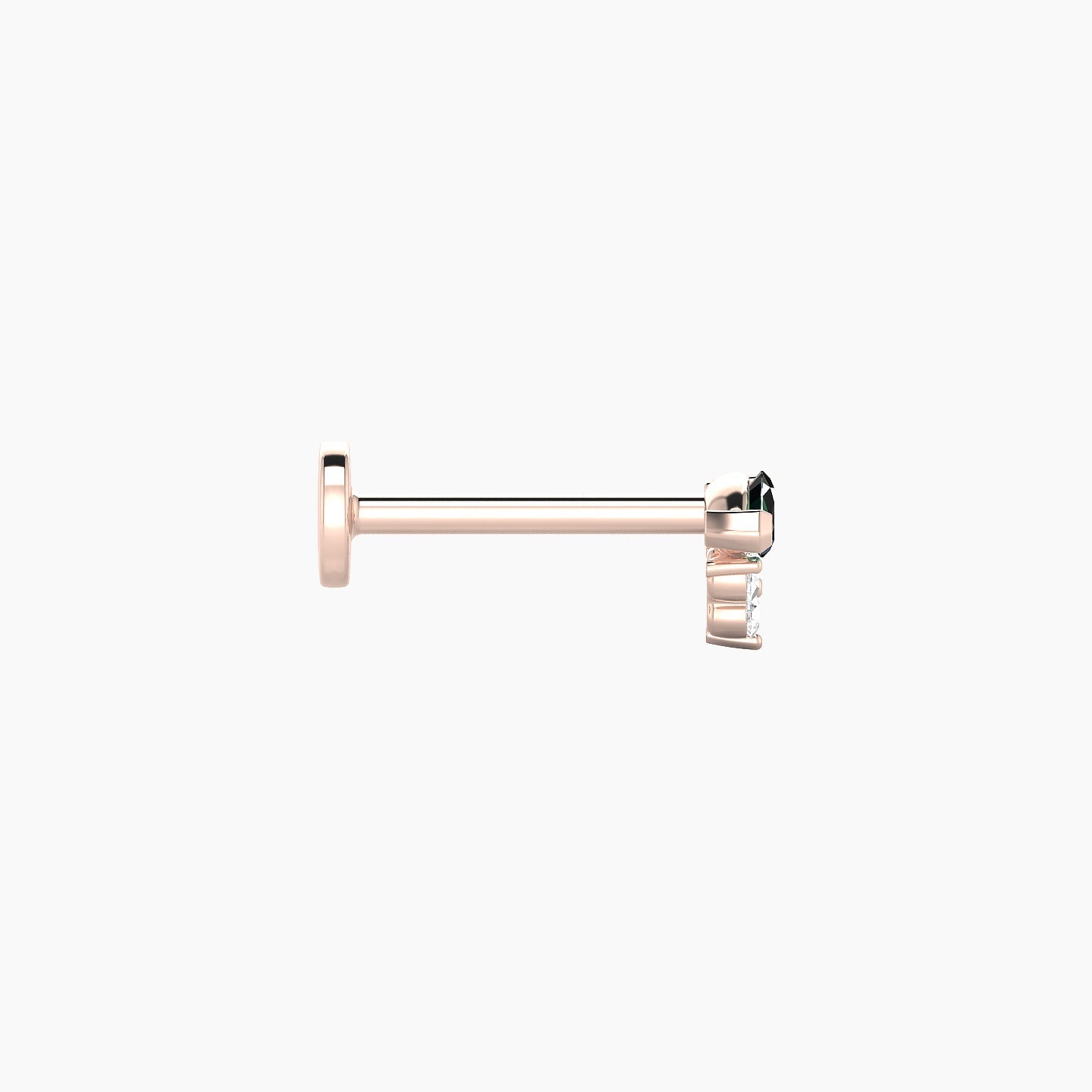 Oya | 18k Rose Gold 8 mm 5 mm Emerald & Diamond Nostril Piercing