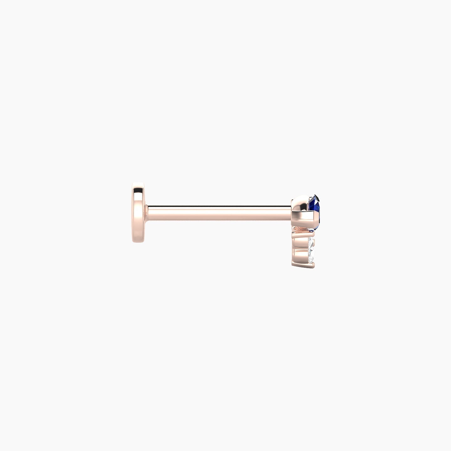 Oya | 18k Rose Gold 8 mm 5 mm Sapphire & Diamond Nostril Piercing