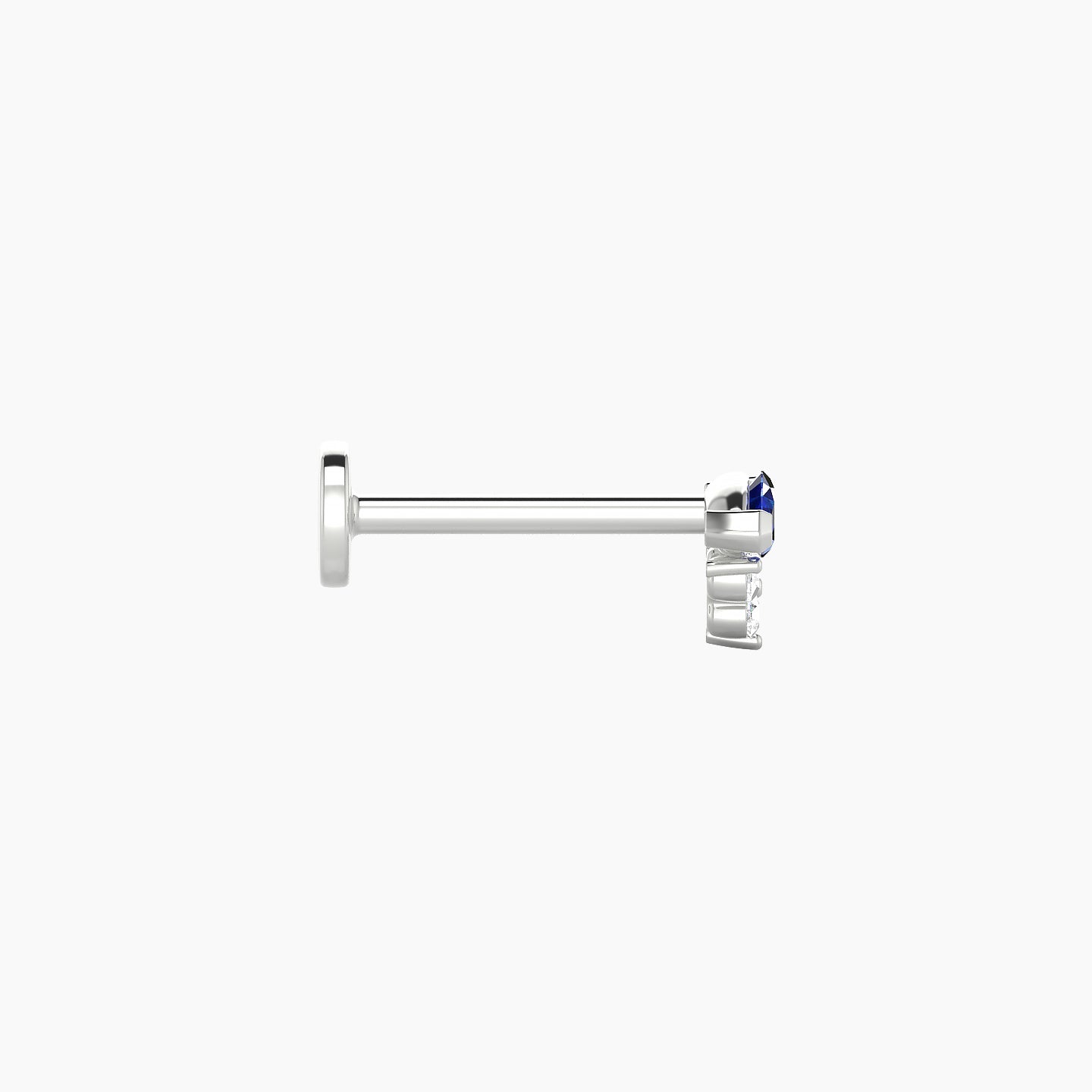 Oya | 18k White Gold 8 mm 5 mm Sapphire & Diamond Nostril Piercing