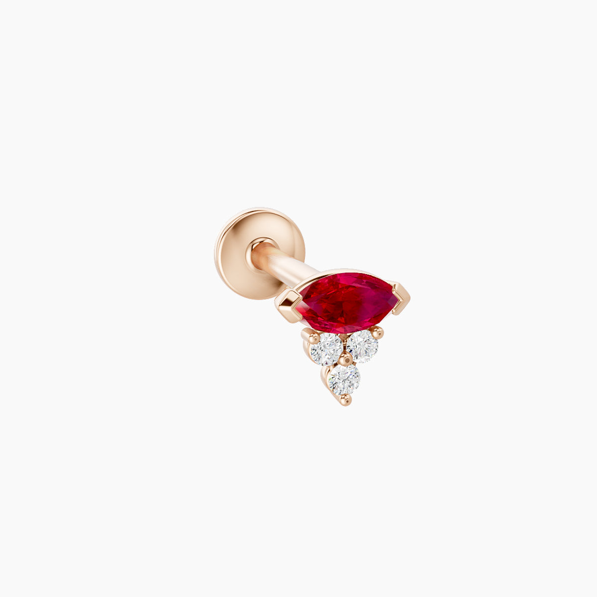 Oya | 18k Rose Gold 8 mm 5 mm Ruby & Diamond Piercing
