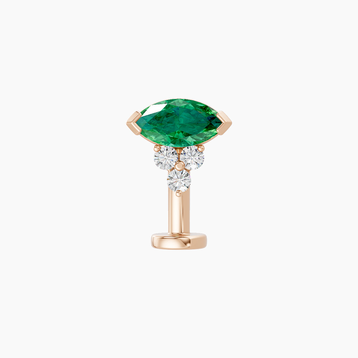 Oya | 18k Rose Gold 10 mm 7 mm Emerald & Diamond Floating Navel Piercing