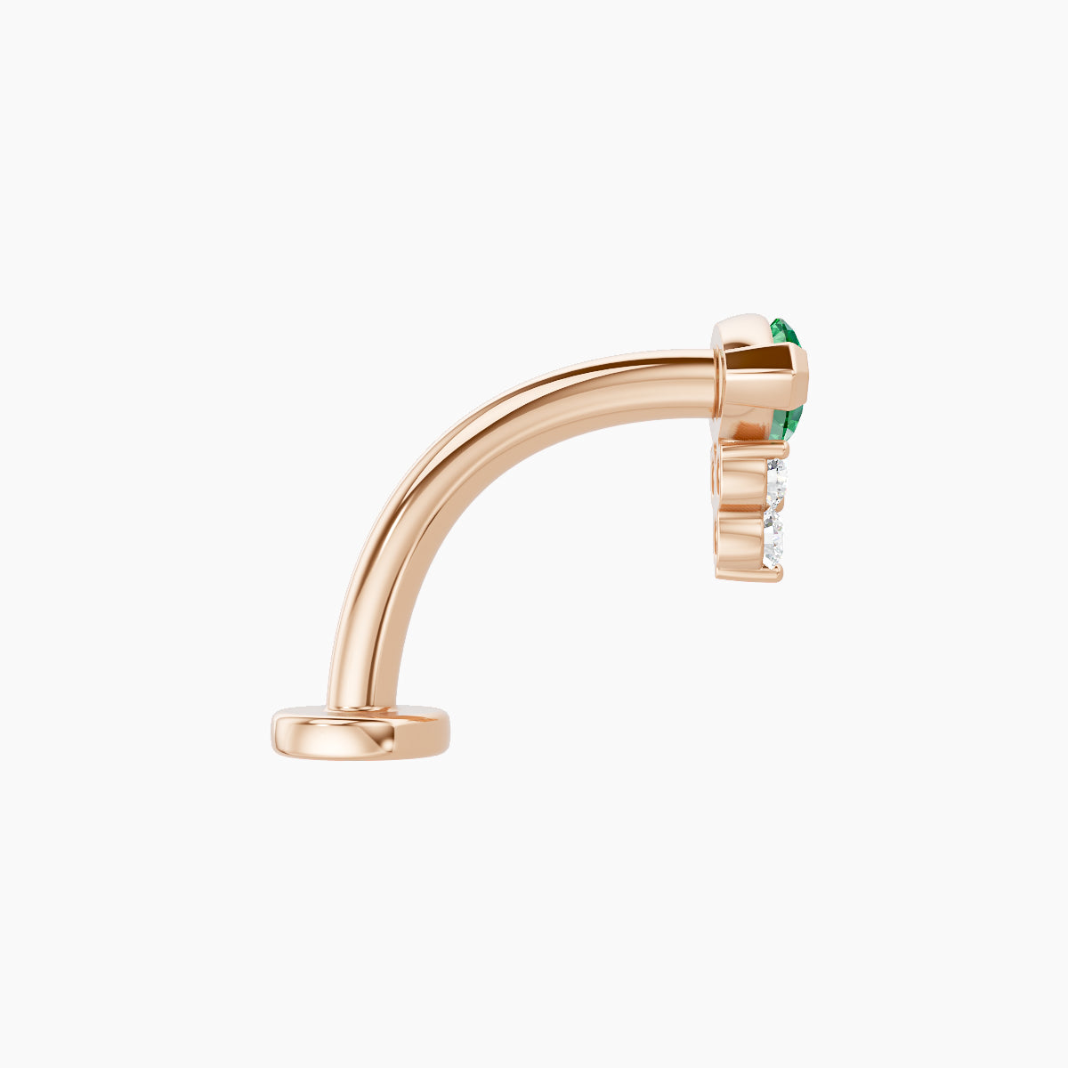 Oya | 18k Rose Gold 10 mm 7 mm Emerald & Diamond Floating Navel Piercing