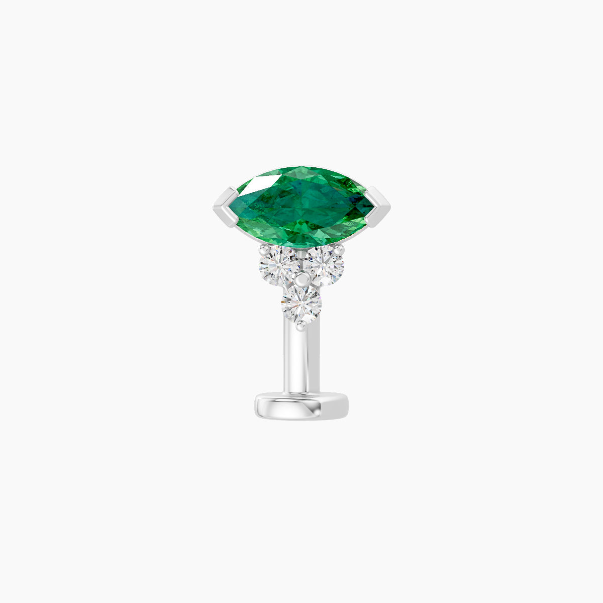 Oya | 18k White Gold 10 mm 7 mm Emerald & Diamond Floating Navel Piercing