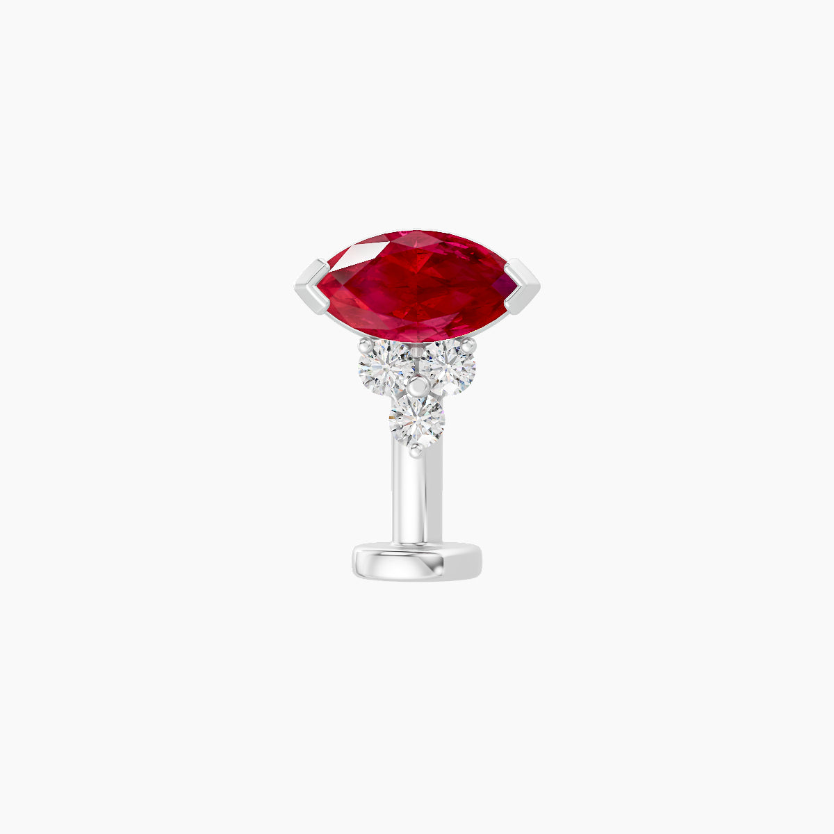 Oya | 18k White Gold 10 mm 7 mm Ruby & Diamond Floating Navel Piercing