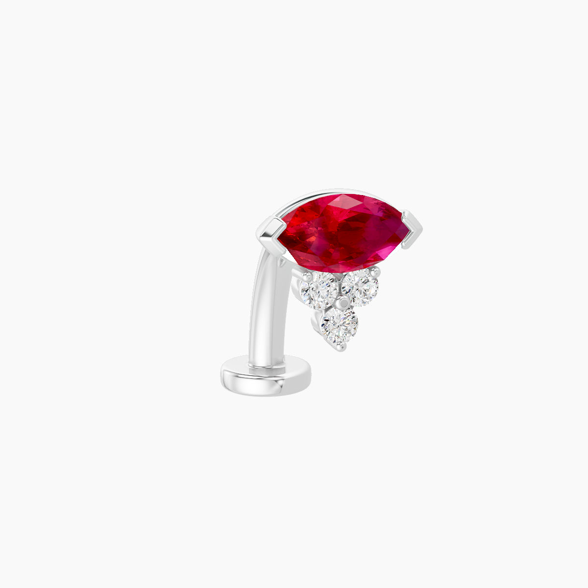 Oya | 18k White Gold 10 mm 7 mm Ruby & Diamond Floating Navel Piercing