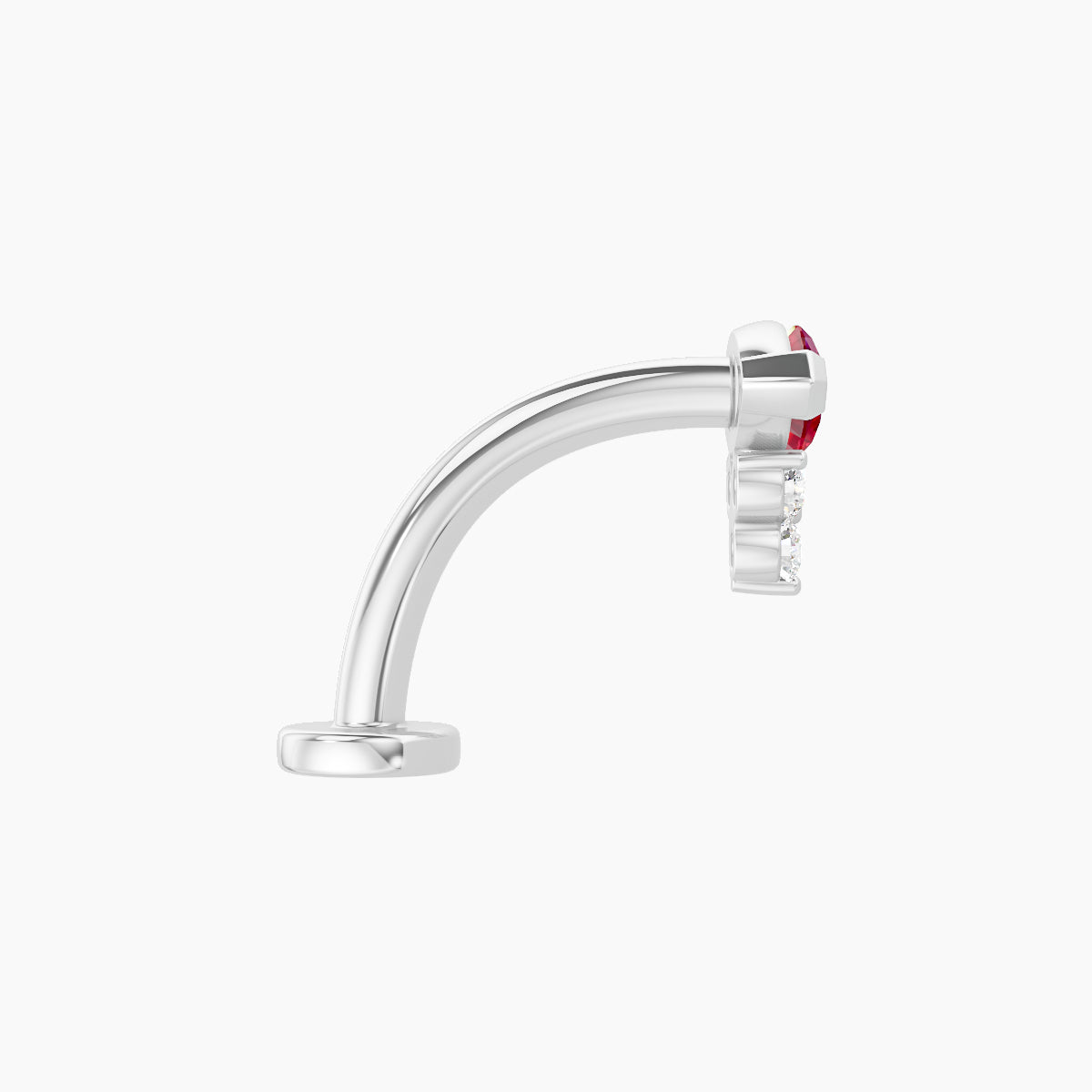 Oya | 18k White Gold 10 mm 7 mm Ruby & Diamond Floating Navel Piercing