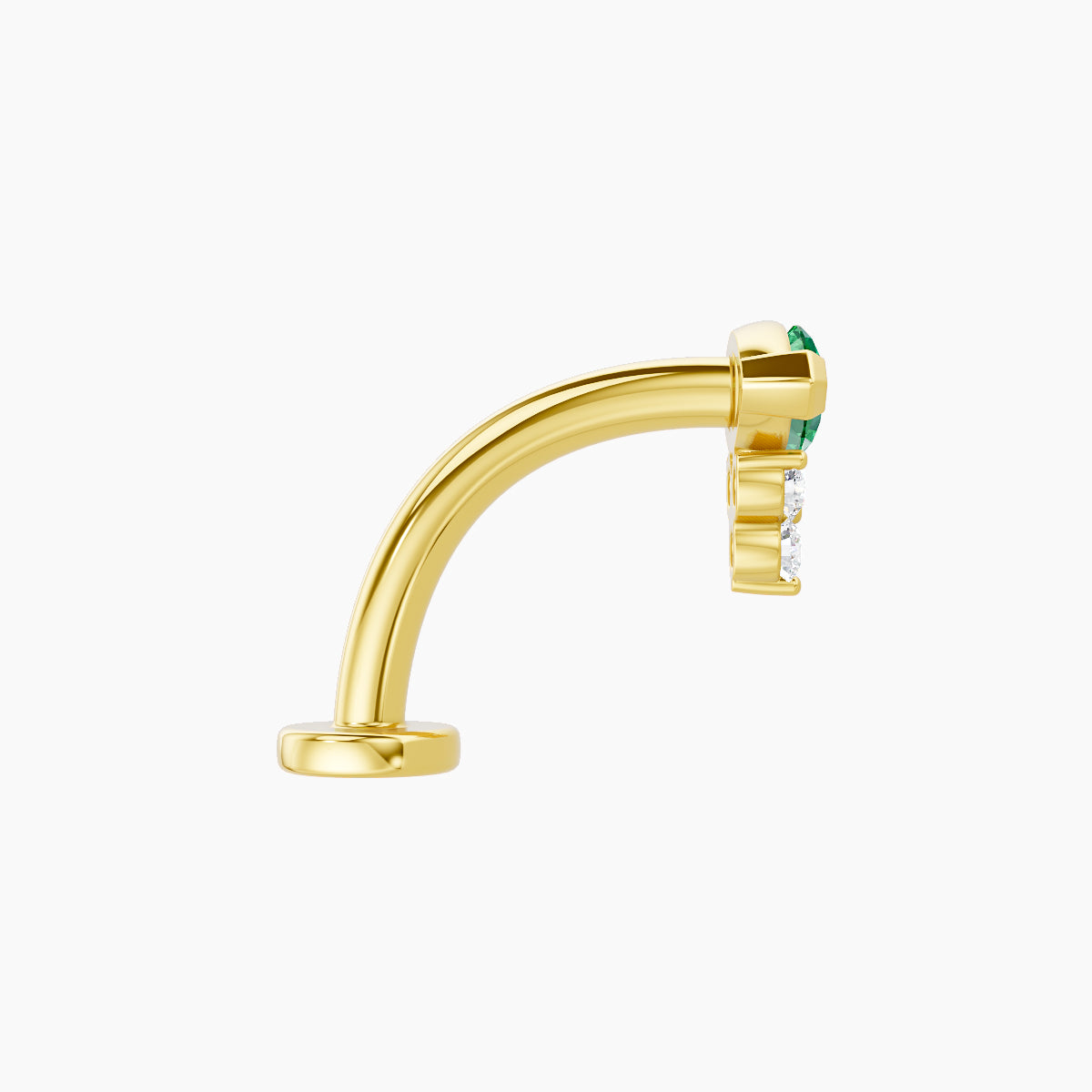 Oya | 18k Yellow Gold 10 mm 7 mm Emerald & Diamond Floating Navel Piercing