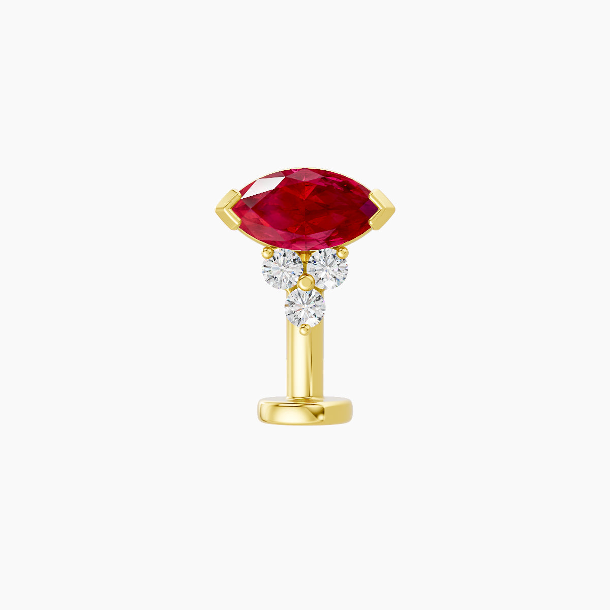 Oya | 18k Yellow Gold 10 mm 7 mm Ruby & Diamond Floating Navel Piercing