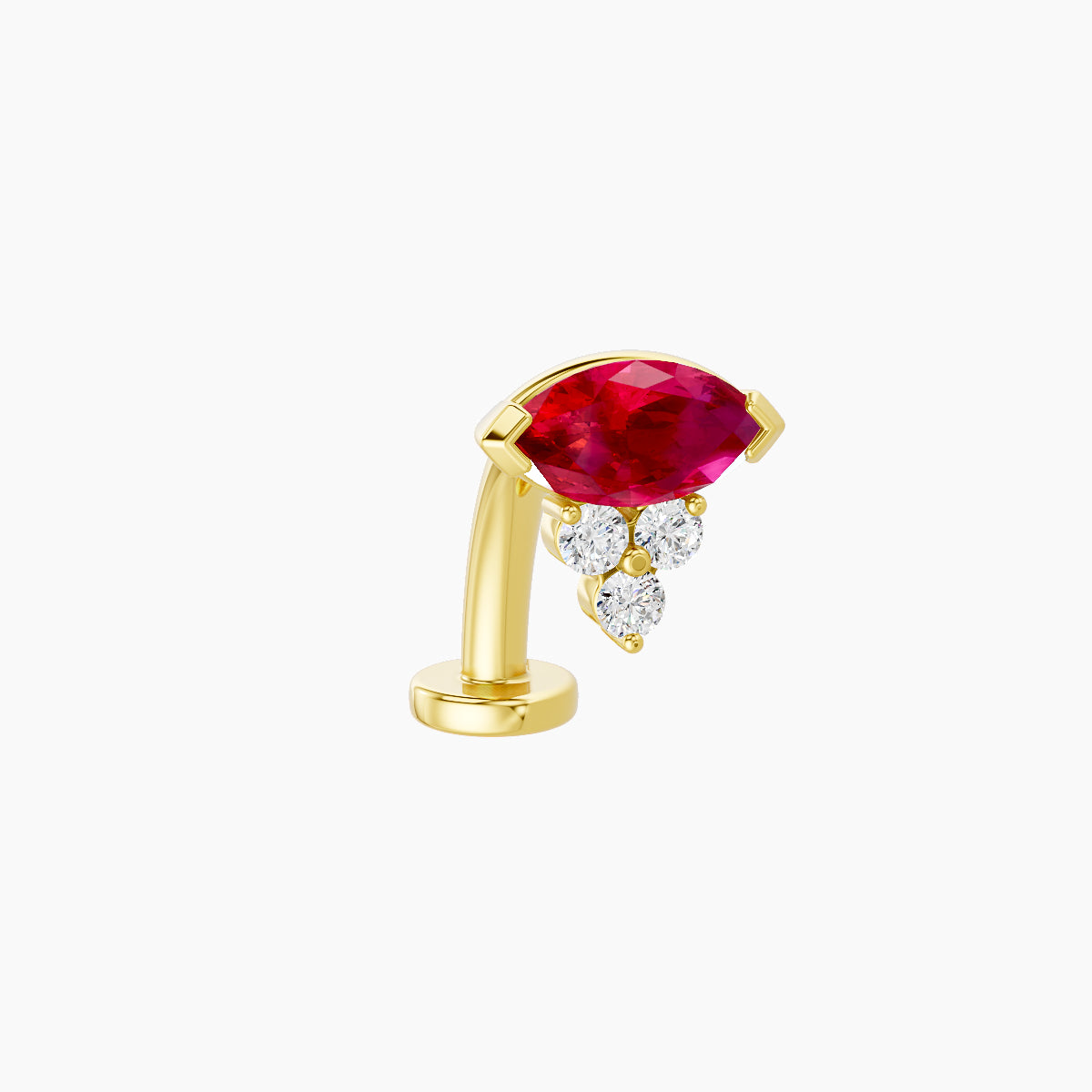 Oya | 18k Yellow Gold 10 mm 7 mm Ruby & Diamond Floating Navel Piercing
