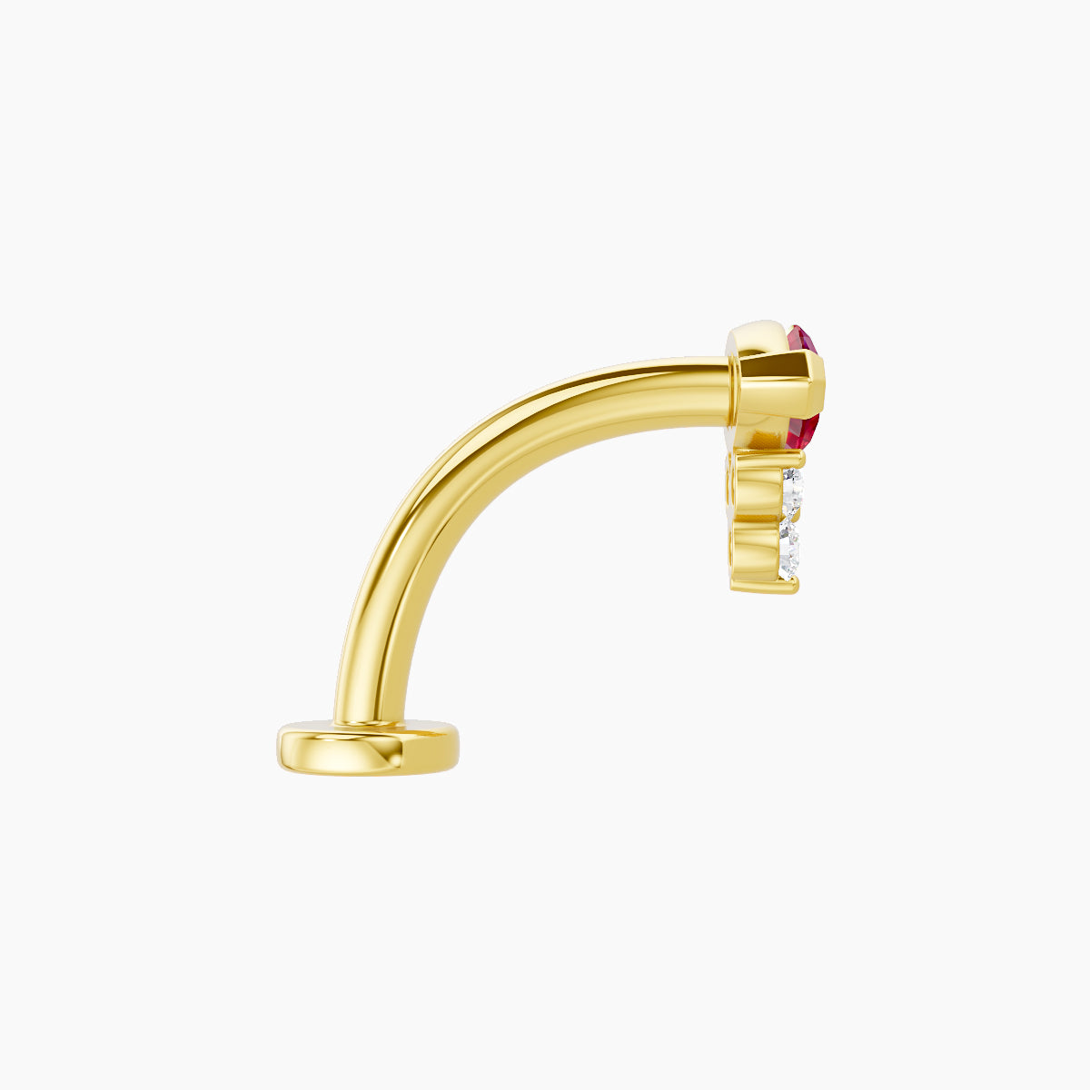 Oya | 18k Yellow Gold 10 mm 7 mm Ruby & Diamond Floating Navel Piercing