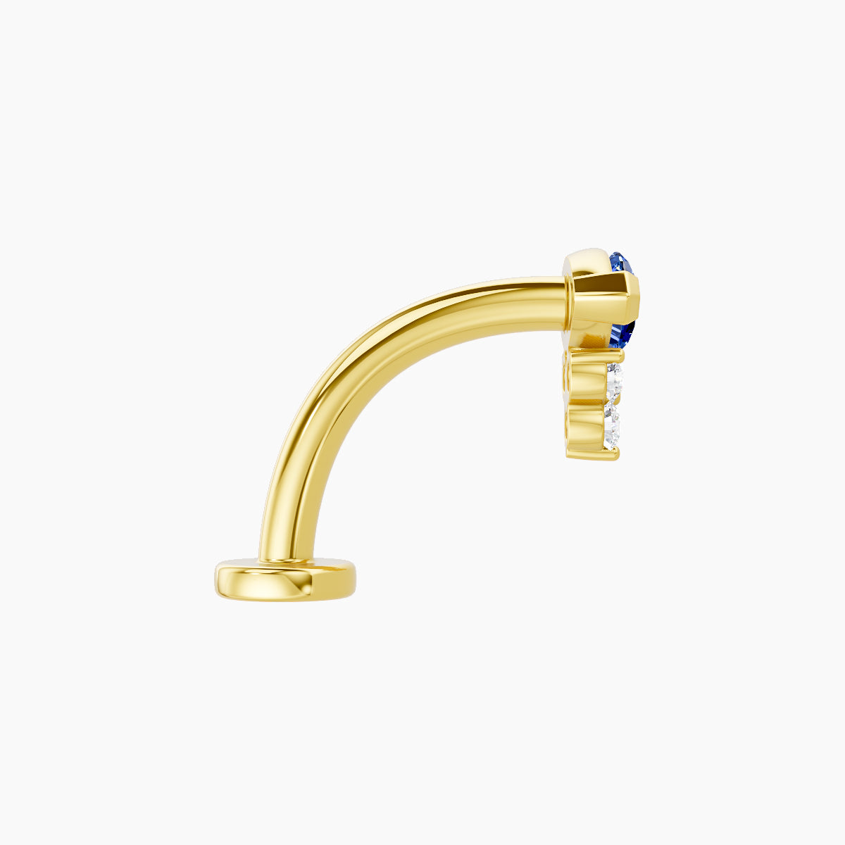 Oya | 18k Yellow Gold 10 mm 7 mm Sapphire & Diamond Floating Navel Piercing