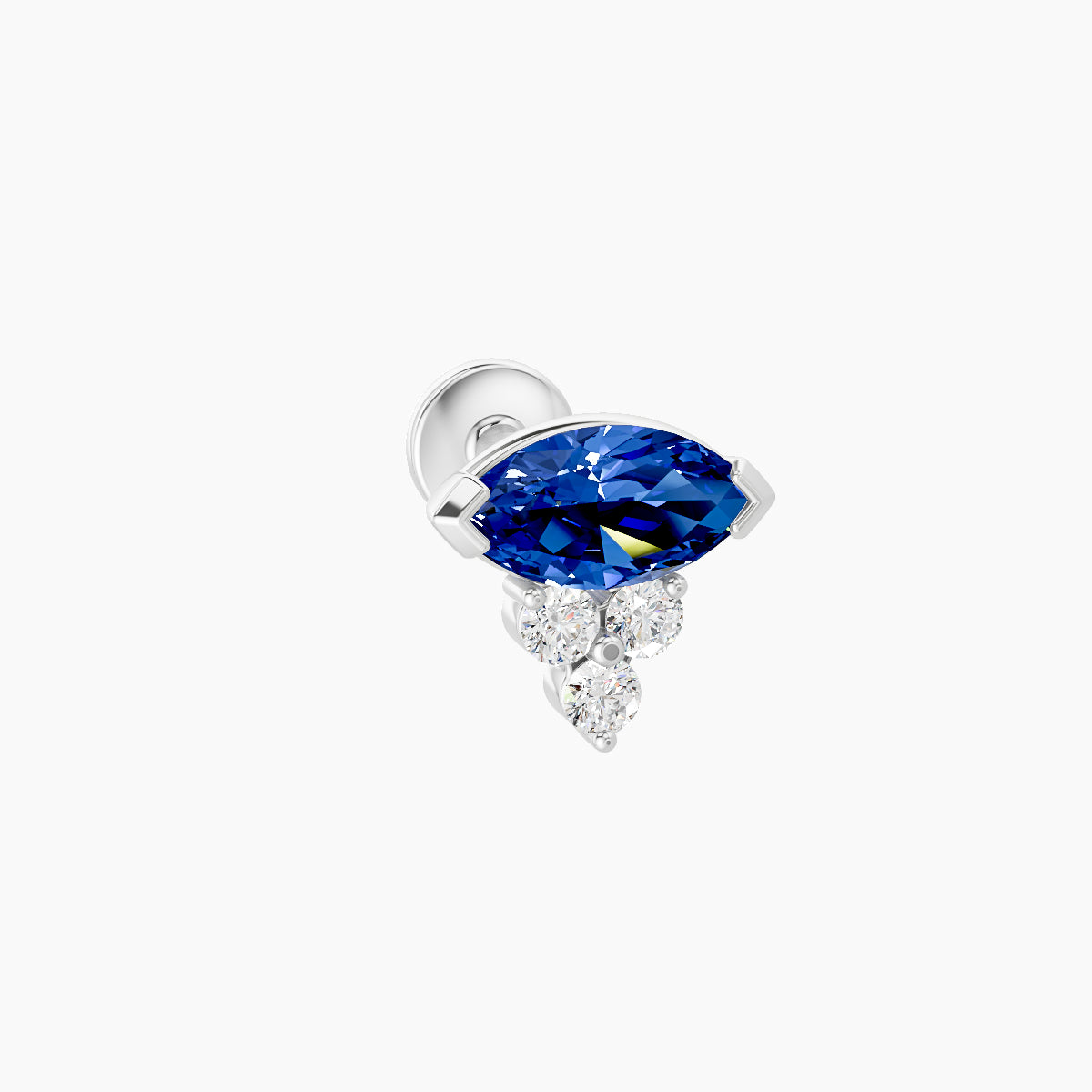Oya | 18k White Gold 5 mm 7 mm Sapphire & Diamond Nose Piercing