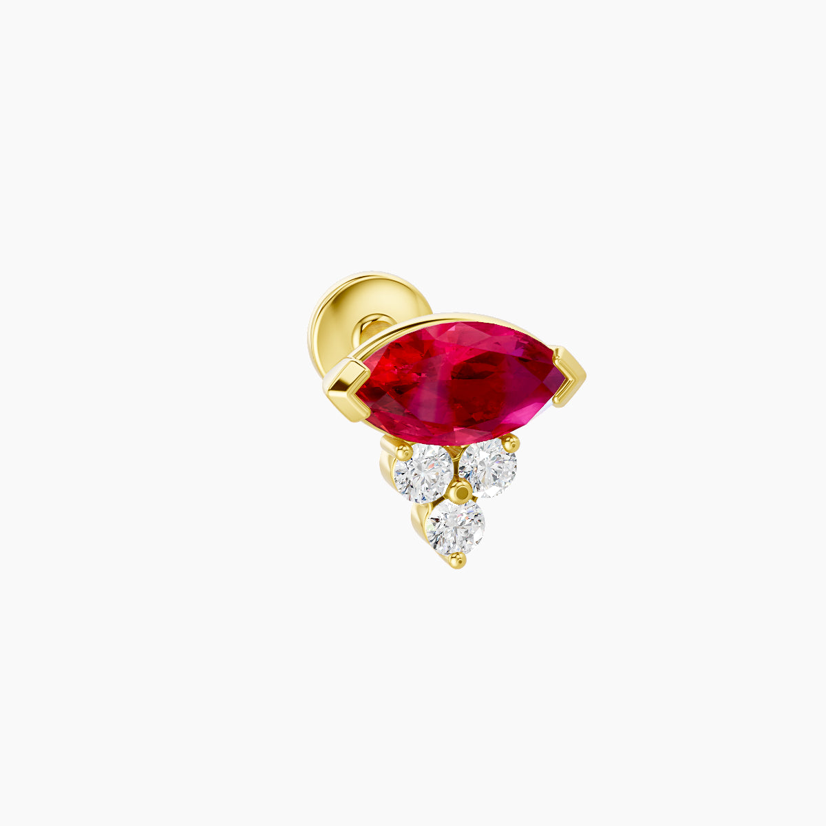 Oya | 18k Yellow Gold 5 mm 7 mm Ruby & Diamond Nose Piercing