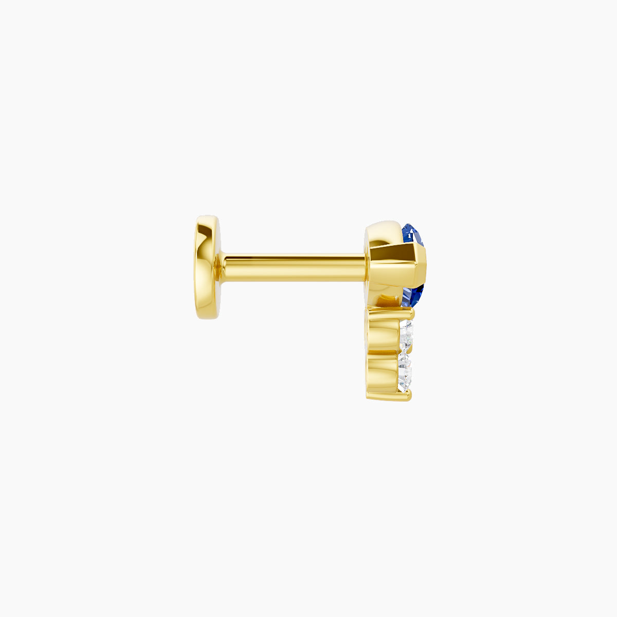 Oya | 18k Yellow Gold 5 mm 7 mm Sapphire & Diamond Nose Piercing