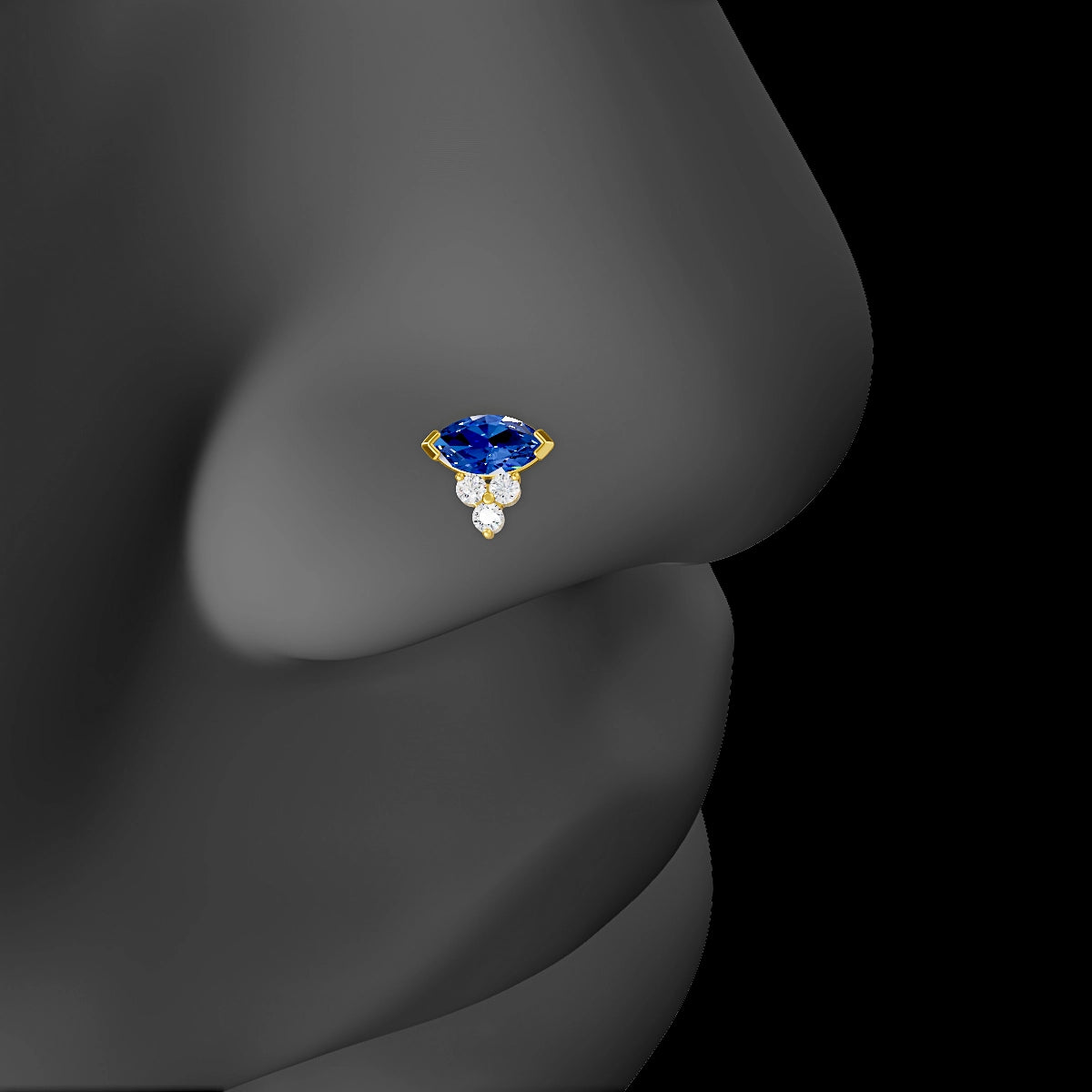 Oya | 18k Yellow Gold 5 mm 7 mm Sapphire & Diamond Nose Piercing