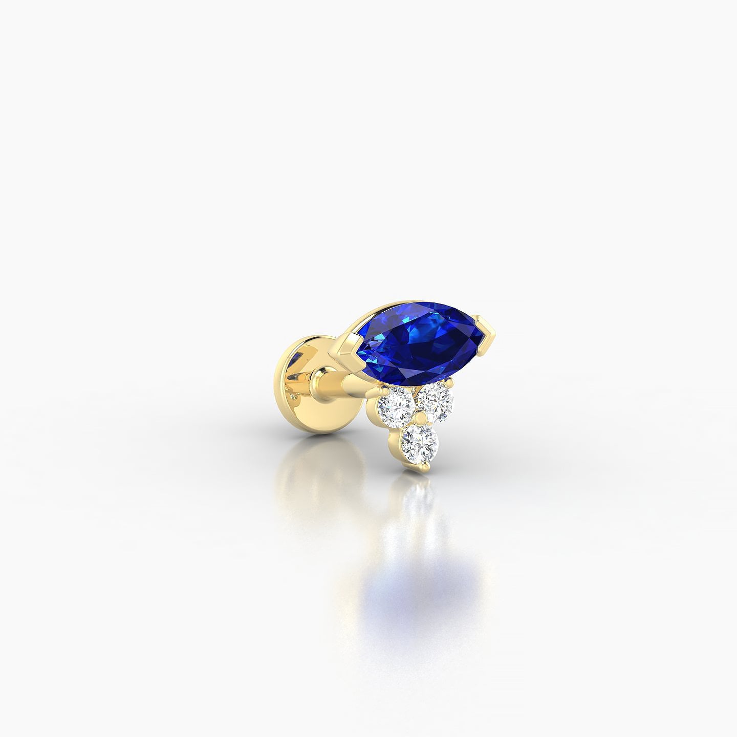 Oya | 18k Yellow Gold 5 mm 7 mm Sapphire & Diamond Nostril Piercing