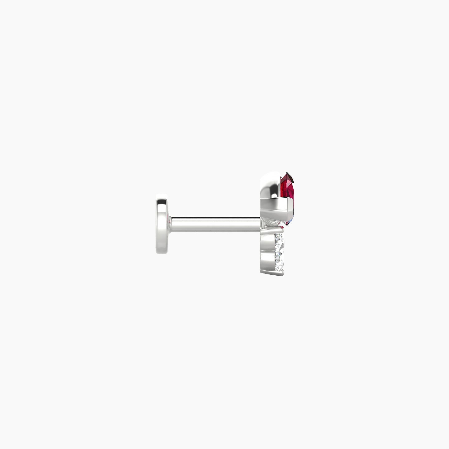 Oya | 18k White Gold 5 mm 7 mm Ruby & Diamond Nostril Piercing