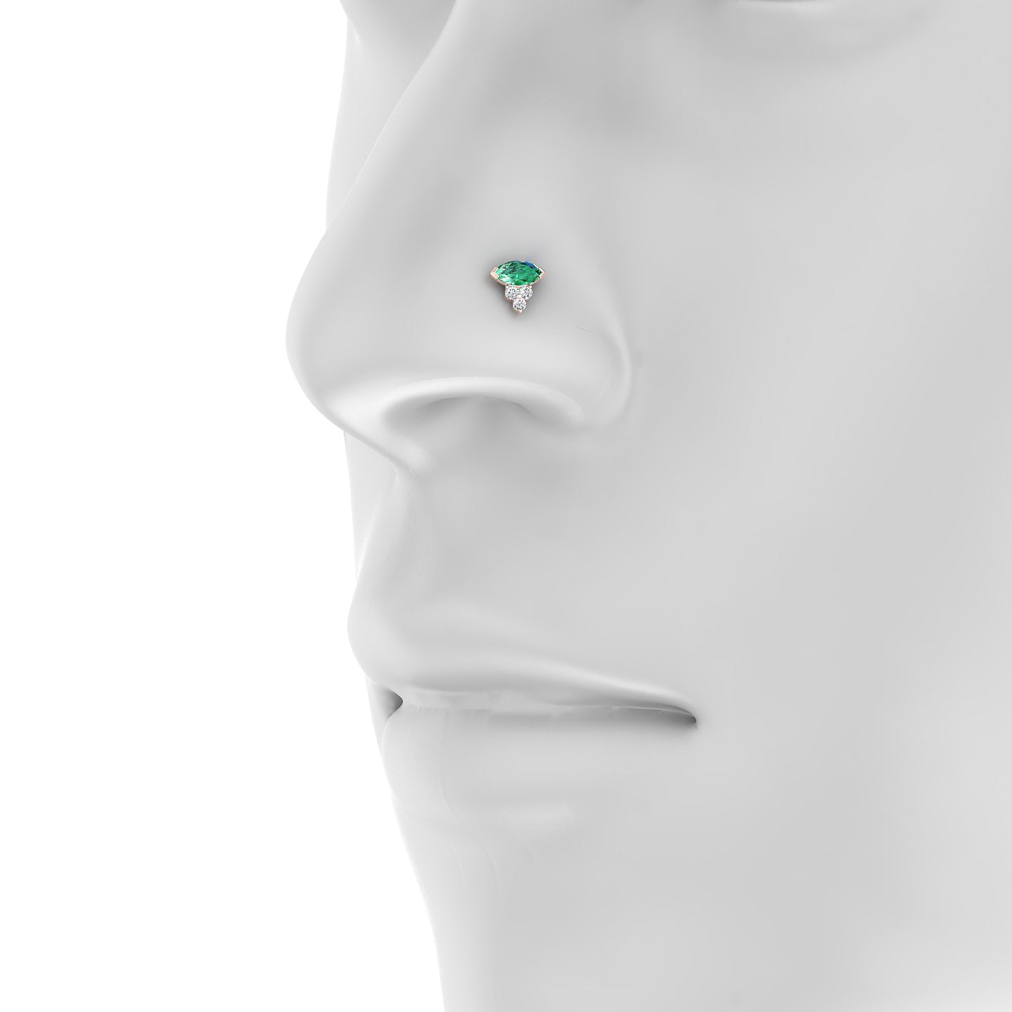 Oya | 18k Rose Gold 5 mm 7 mm Emerald & Diamond Nostril Piercing